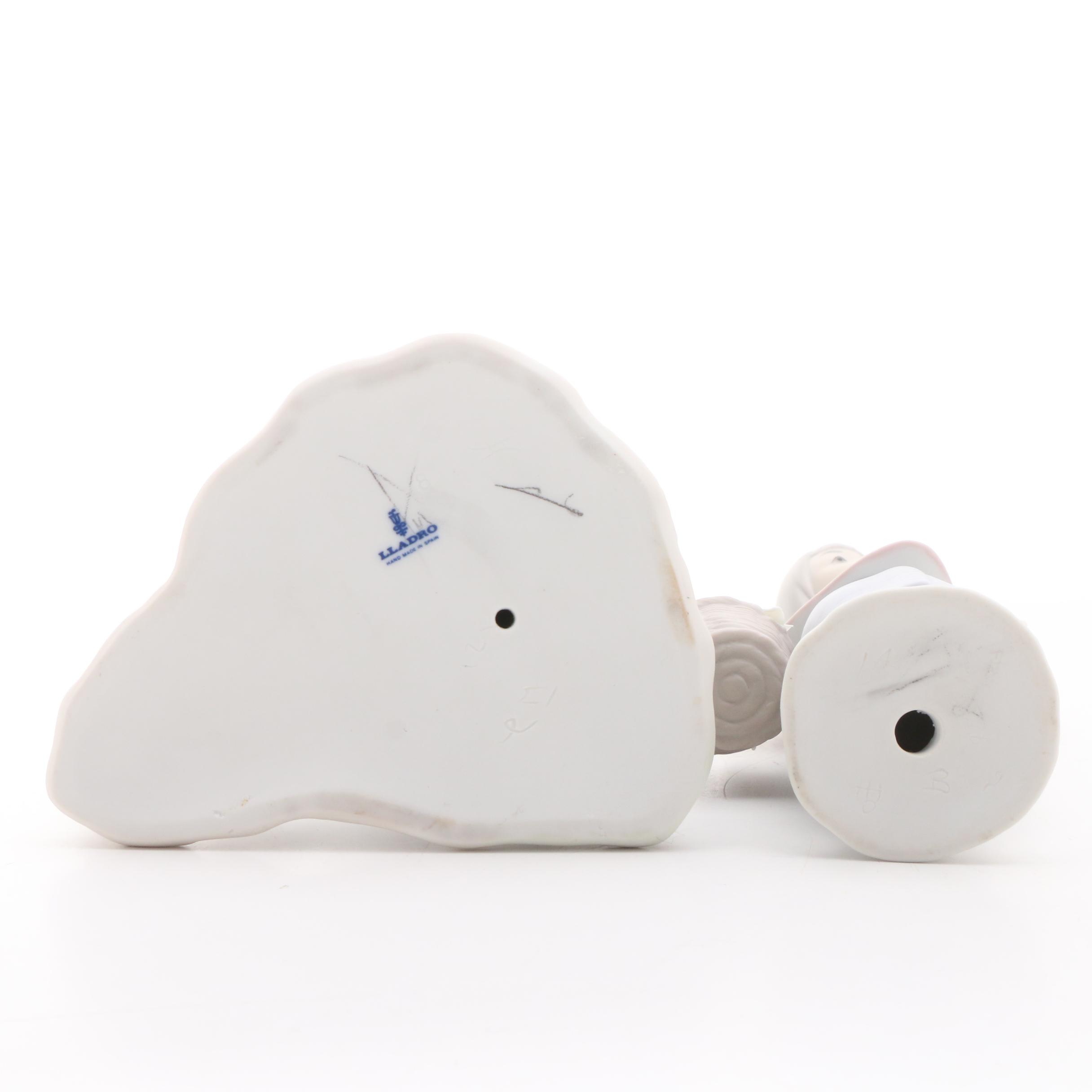 Lladró "Girl Gathering Flowers" and Lladró Style "Lupita" Porcelain Figurines