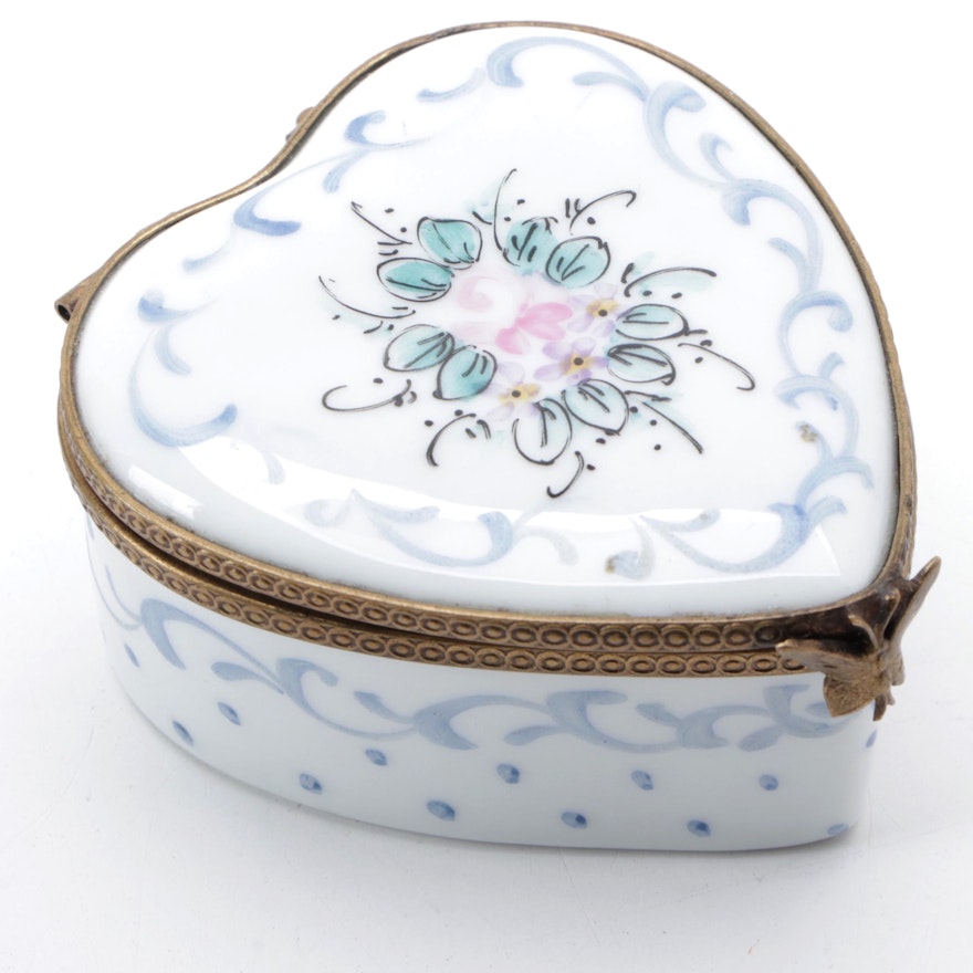 Heart Shaped Hand-Painted Porcelain Limoges Box