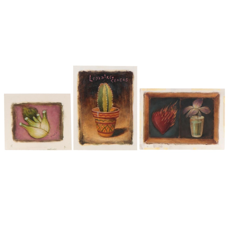 Joseph Daniel Fiedler Acrylic Paintings of Vegetable, Plant and Flower