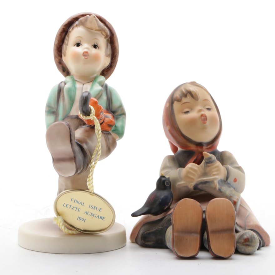 Goebel "Globe Trotter" and "Happy Pastime" Porcelain Hummel Figurines