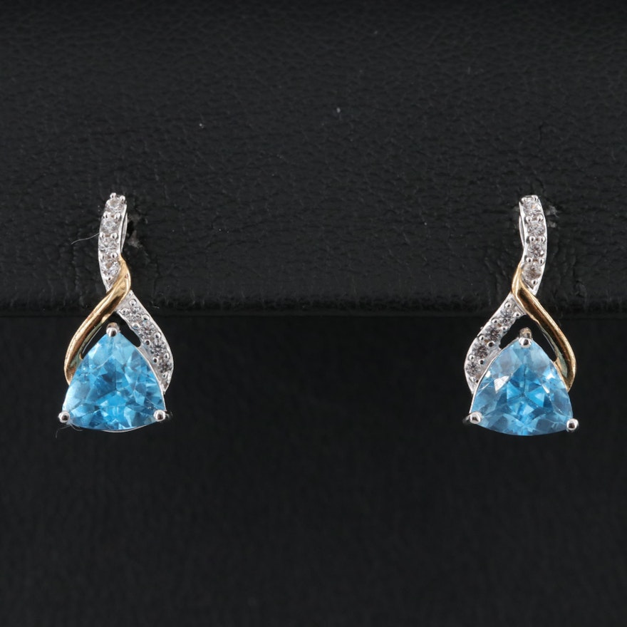 Sterling Topaz and Sapphire Drop Earrings