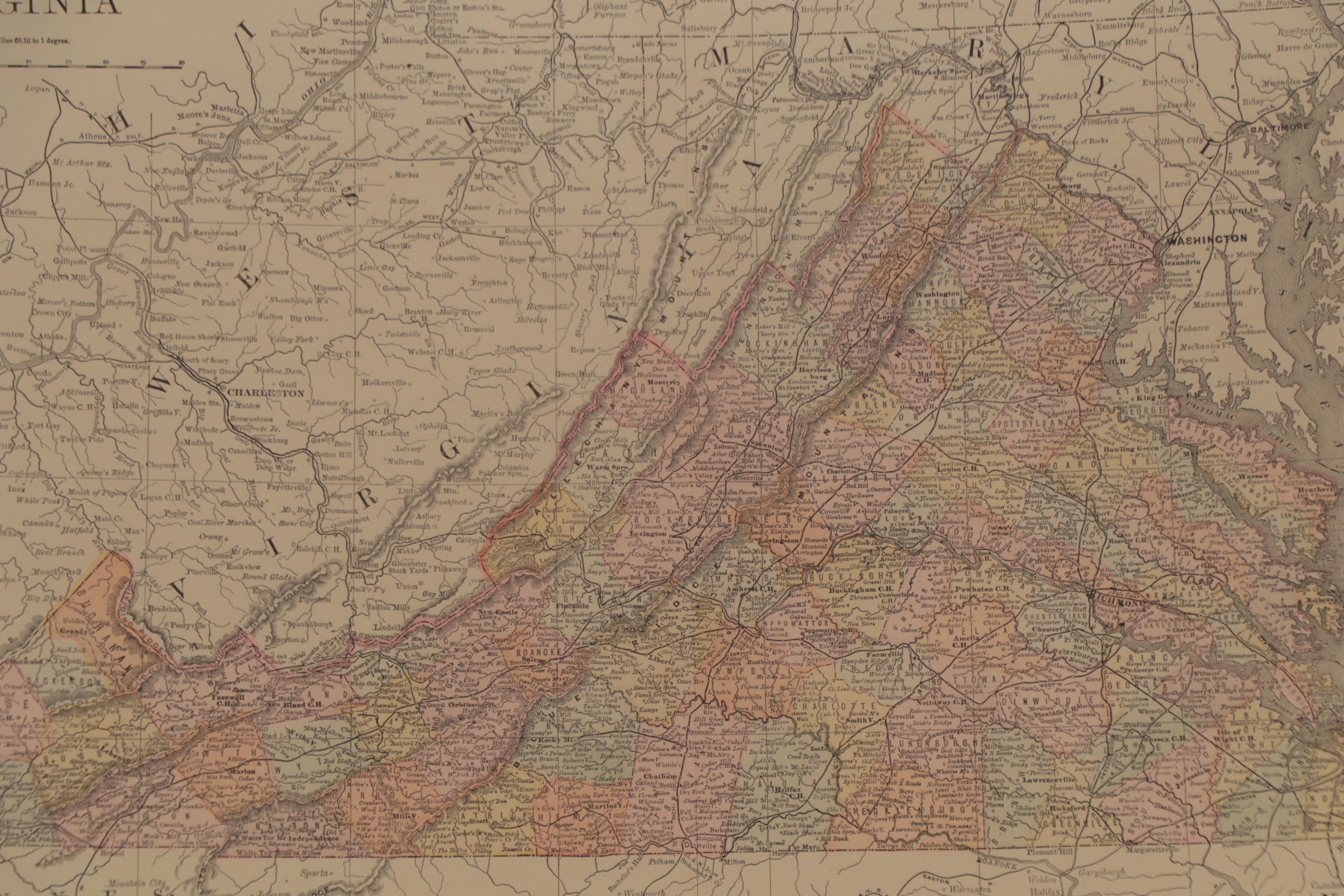 Rand, McNally & Co. Wax Engraving "Map of Virginia," Late 19th Century