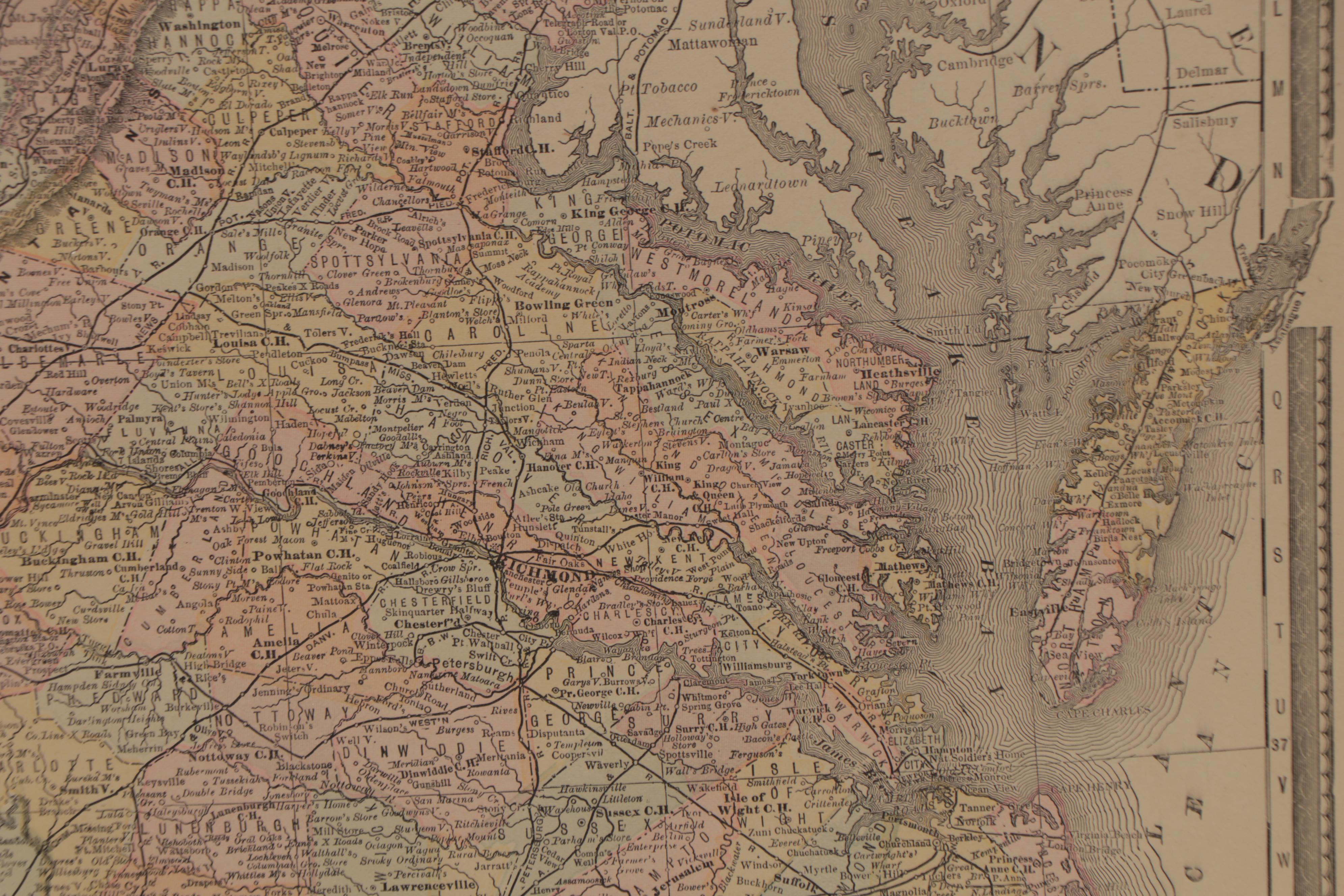 Rand, McNally & Co. Wax Engraving "Map of Virginia," Late 19th Century