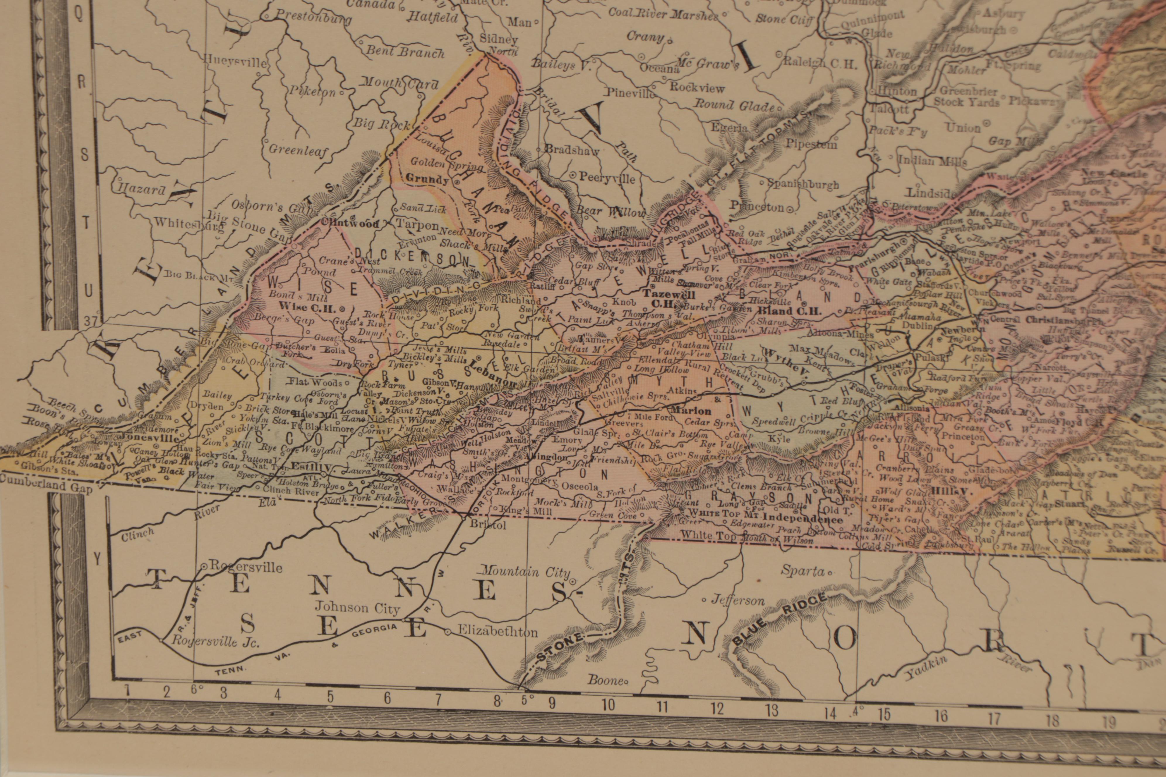 Rand, McNally & Co. Wax Engraving "Map of Virginia," Late 19th Century