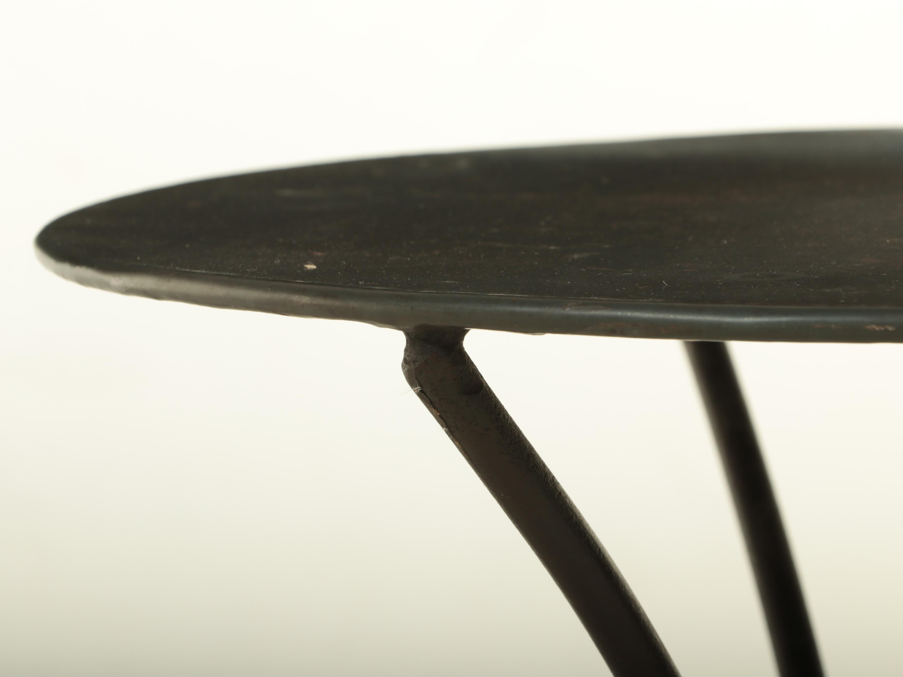 Patinated Metal and Scrolled Iron Side Table