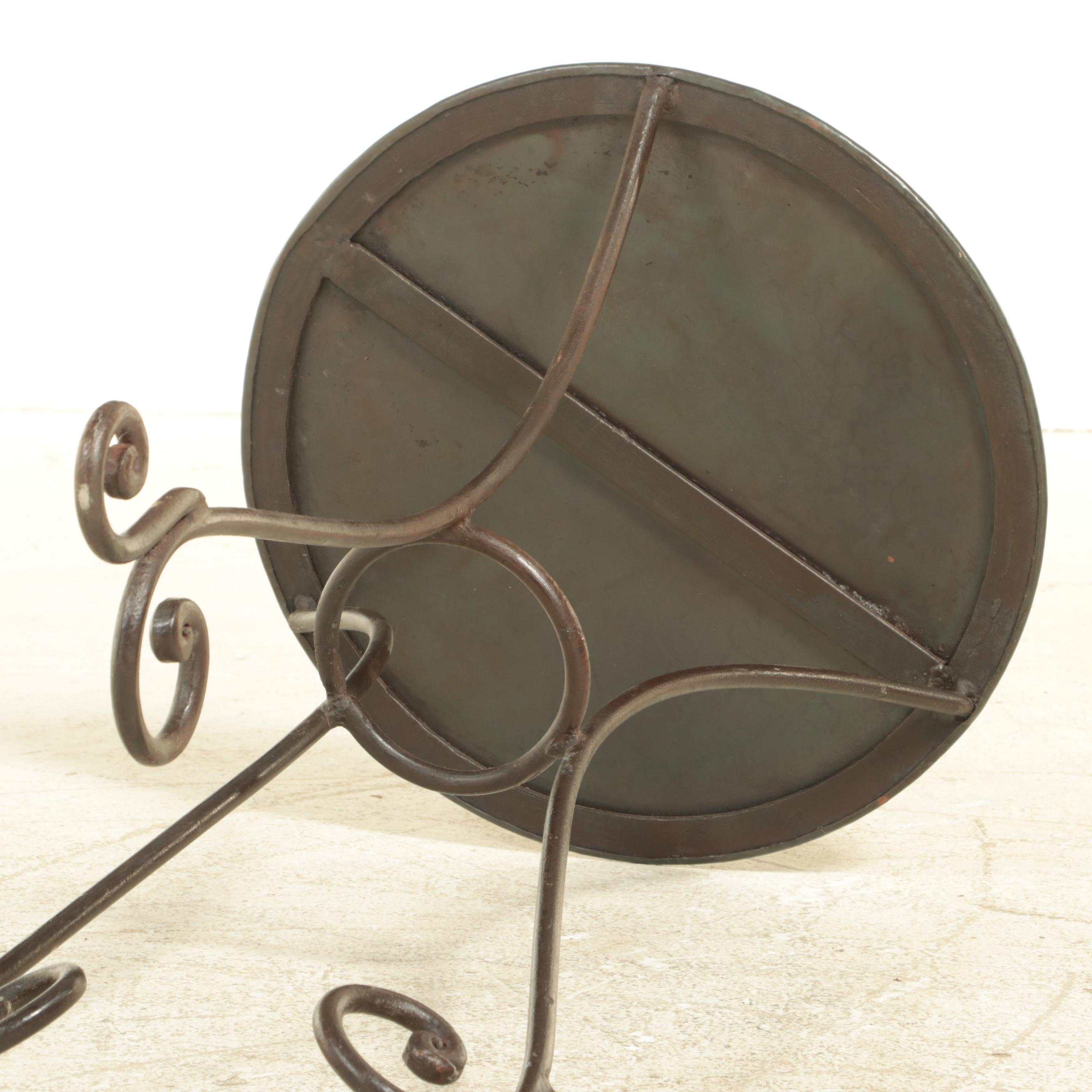 Patinated Metal and Scrolled Iron Side Table