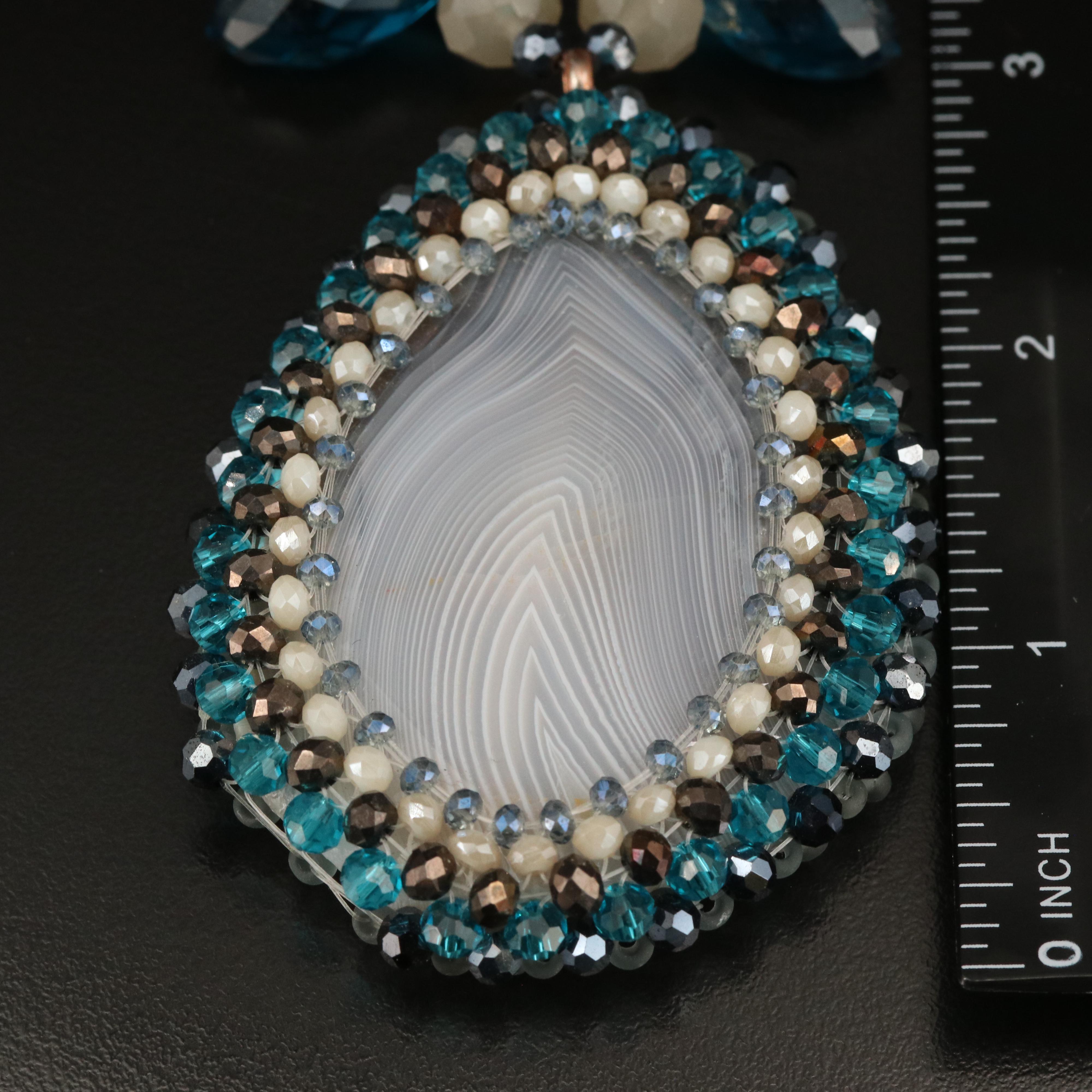 Agate, Faux Pearl and Rhinestone Necklaces