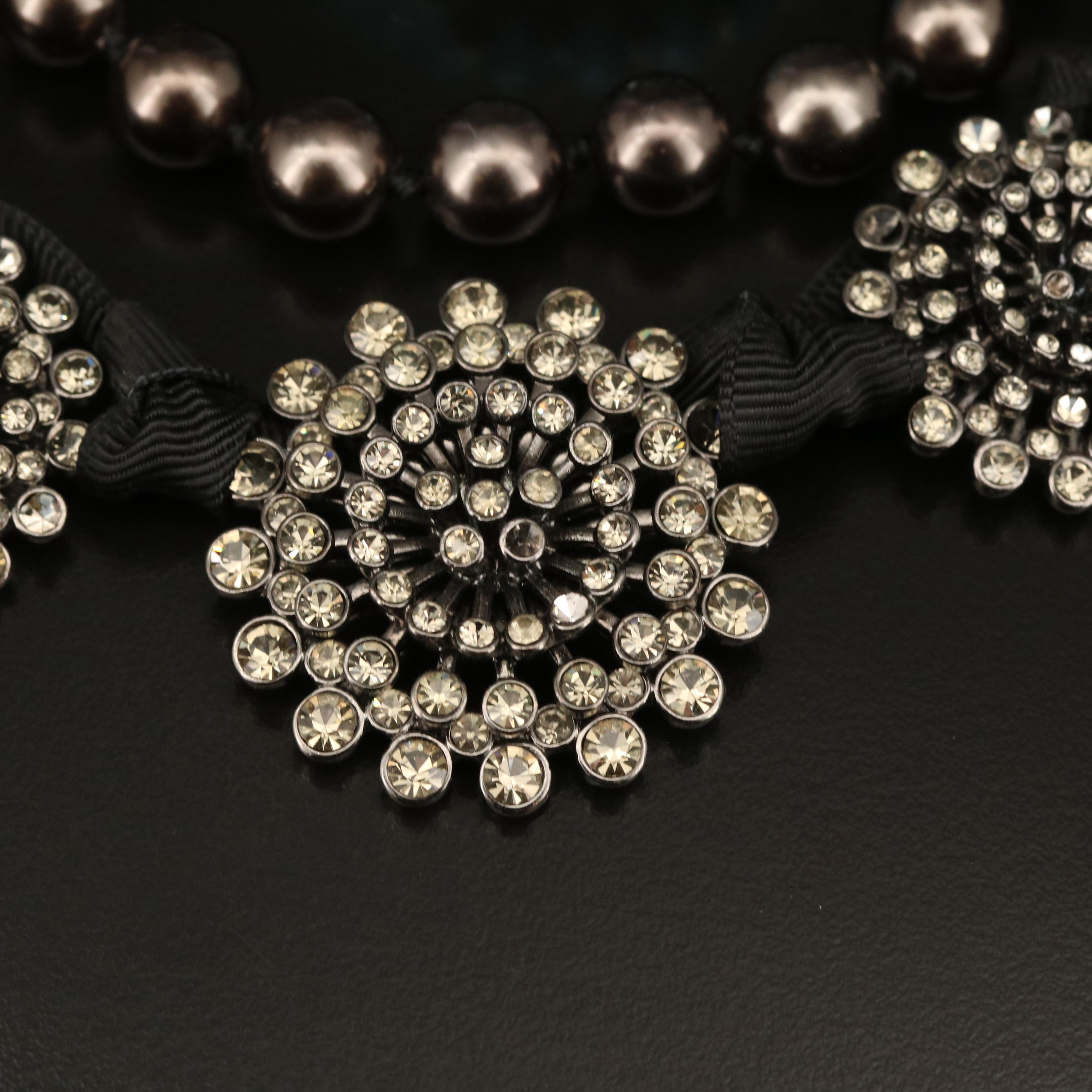 Agate, Faux Pearl and Rhinestone Necklaces