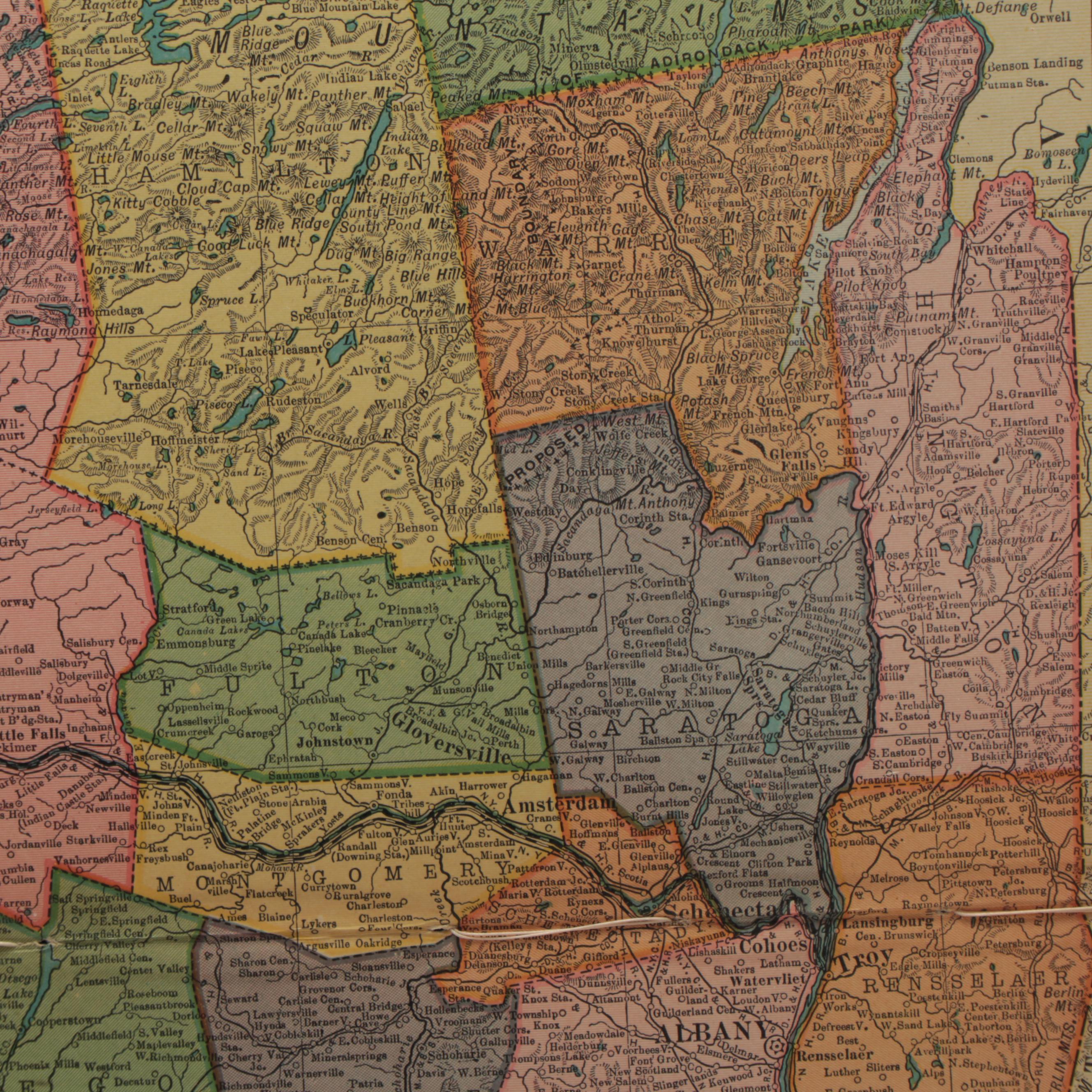 C. S. Hammond & Co. Wax Engraving Map "New York (Eastern Section)," circa 1910