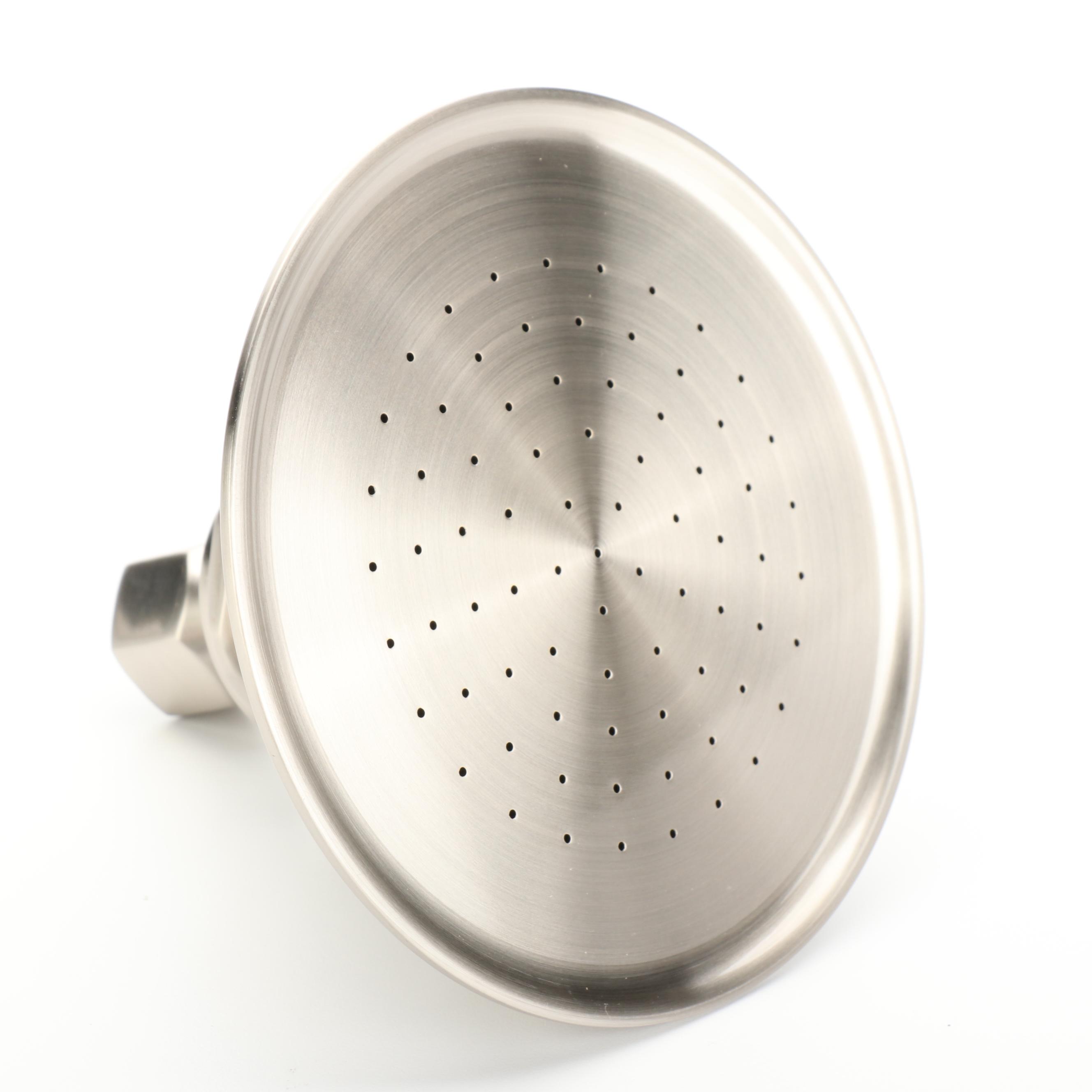 Brushed Nickel Showerhead, Shampoo and Soap Basket, Towel Bar, Ring and More