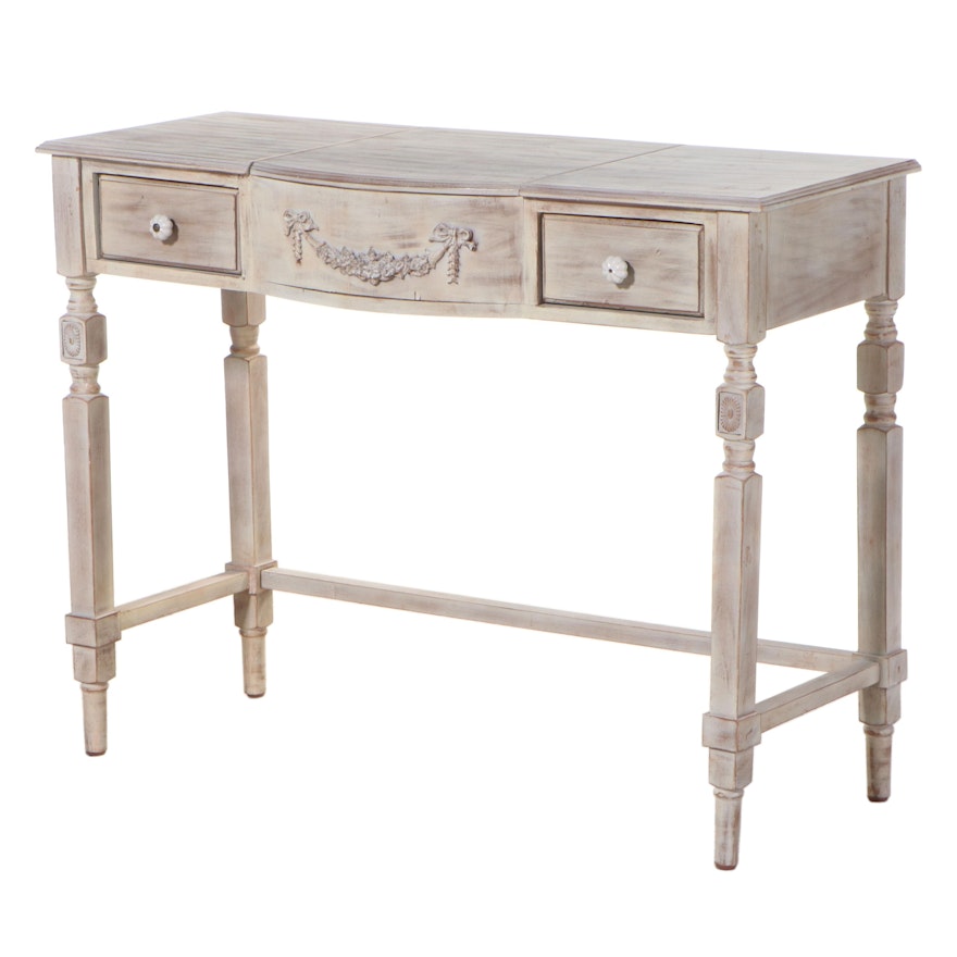 Louis XVI Style Cream-Painted Enclosed Dressing Table