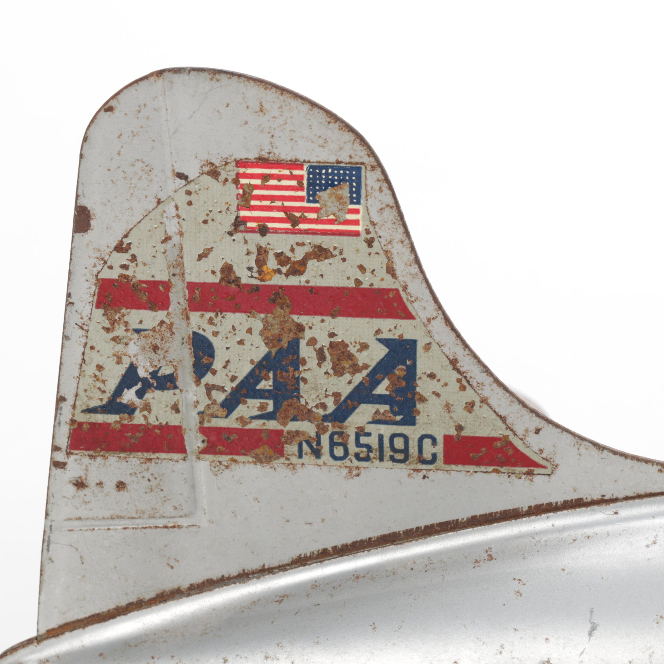 Marx Pressed Metal Pan Am Toy Airplane, Mid 20th Century