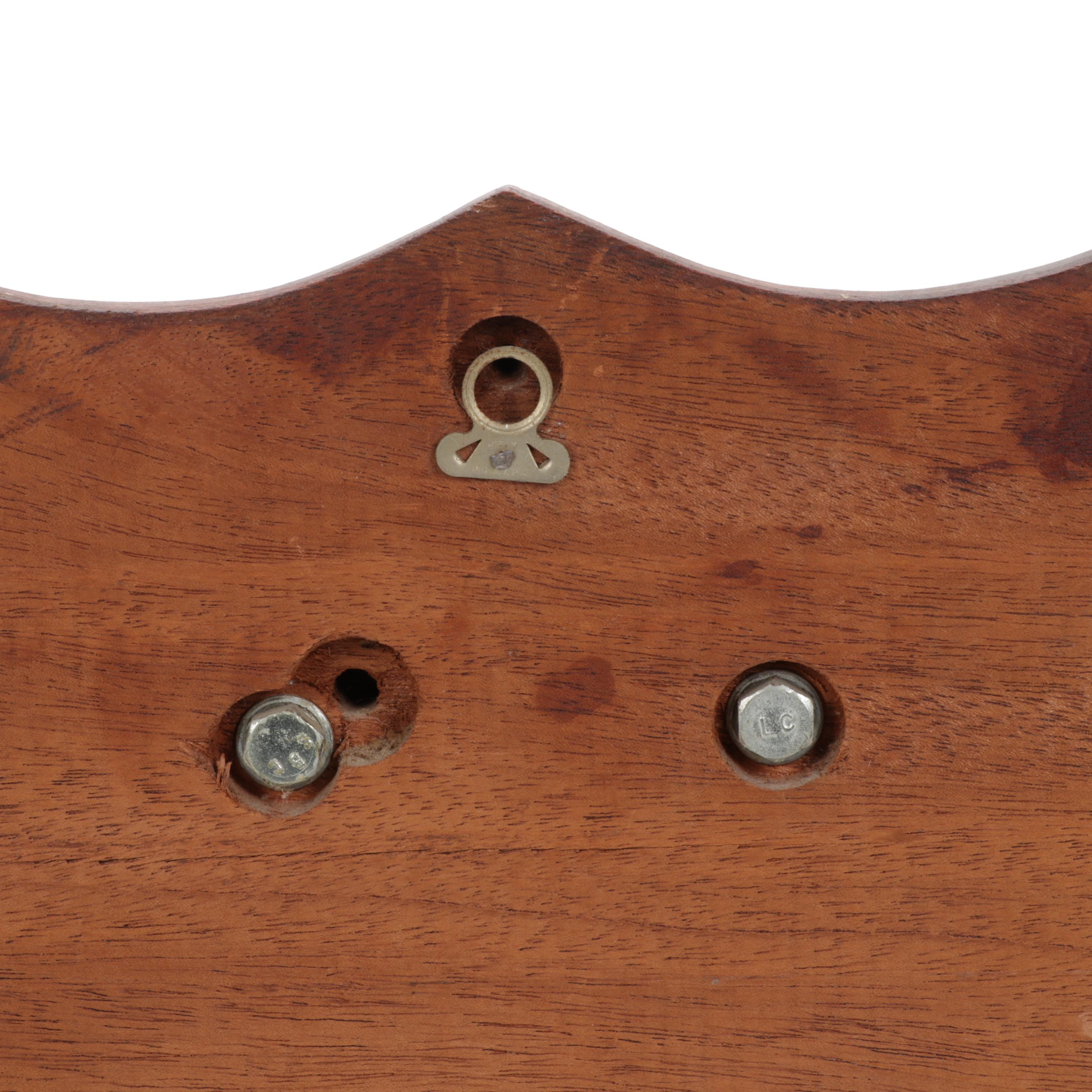 Deer Trophy Mount with Hooves Gun Rack on Carved Walnut Plaque, 1966