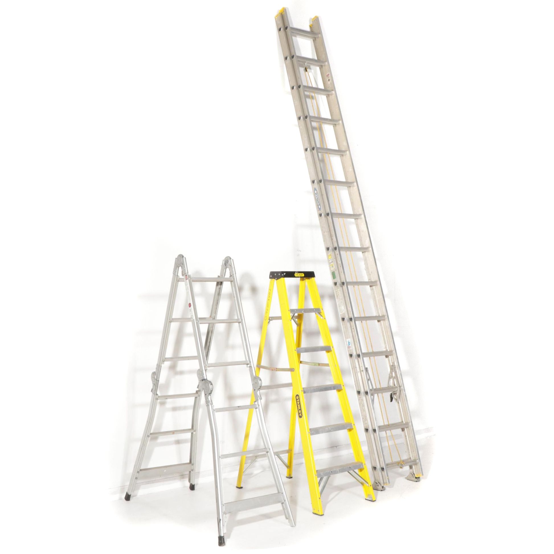 Werner 28' Extension Ladder with Stanley and Other Step Ladder