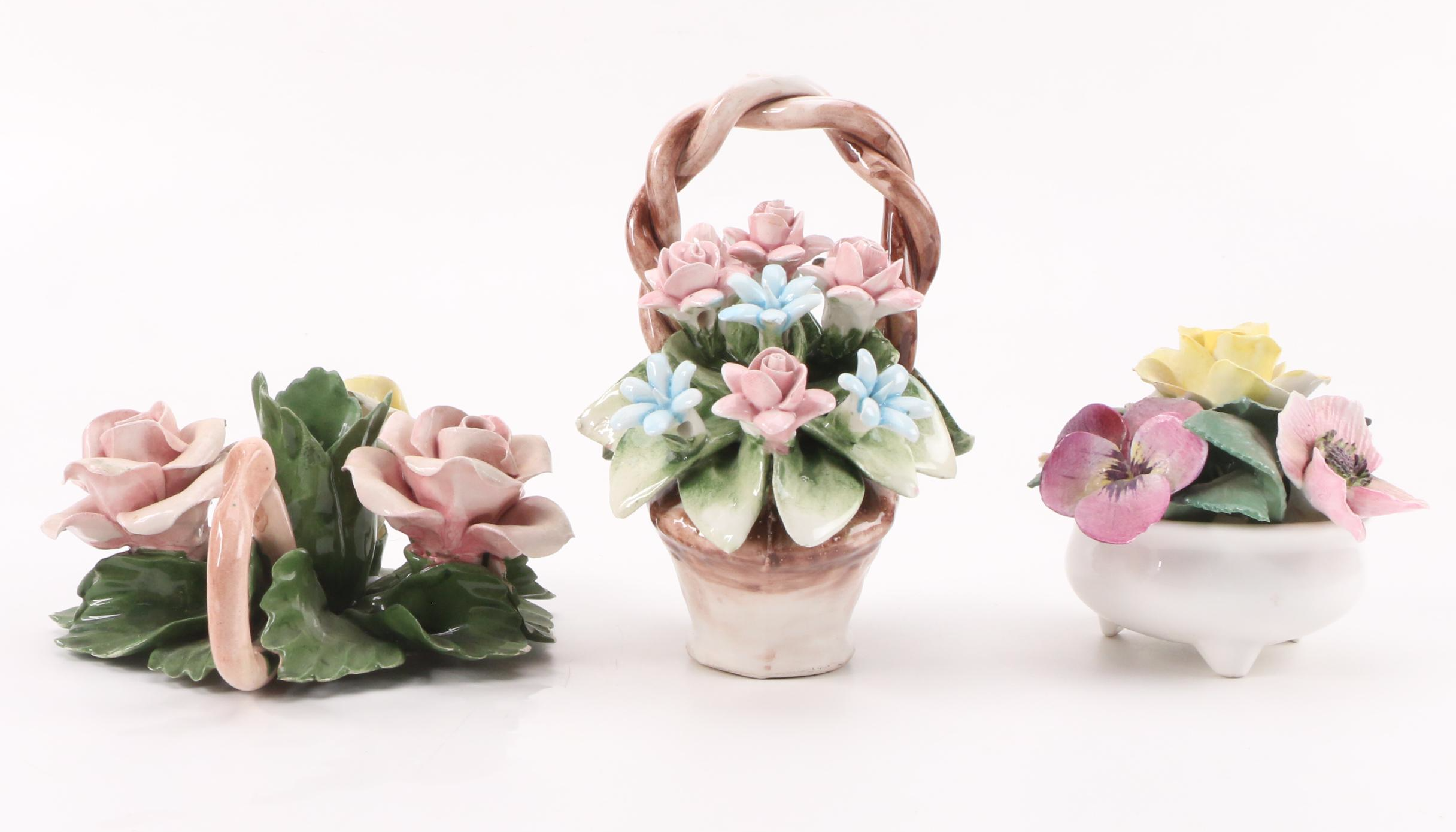 Capodimonte, Crown Staffordshire and Boehm Porcelain Flower Figurines