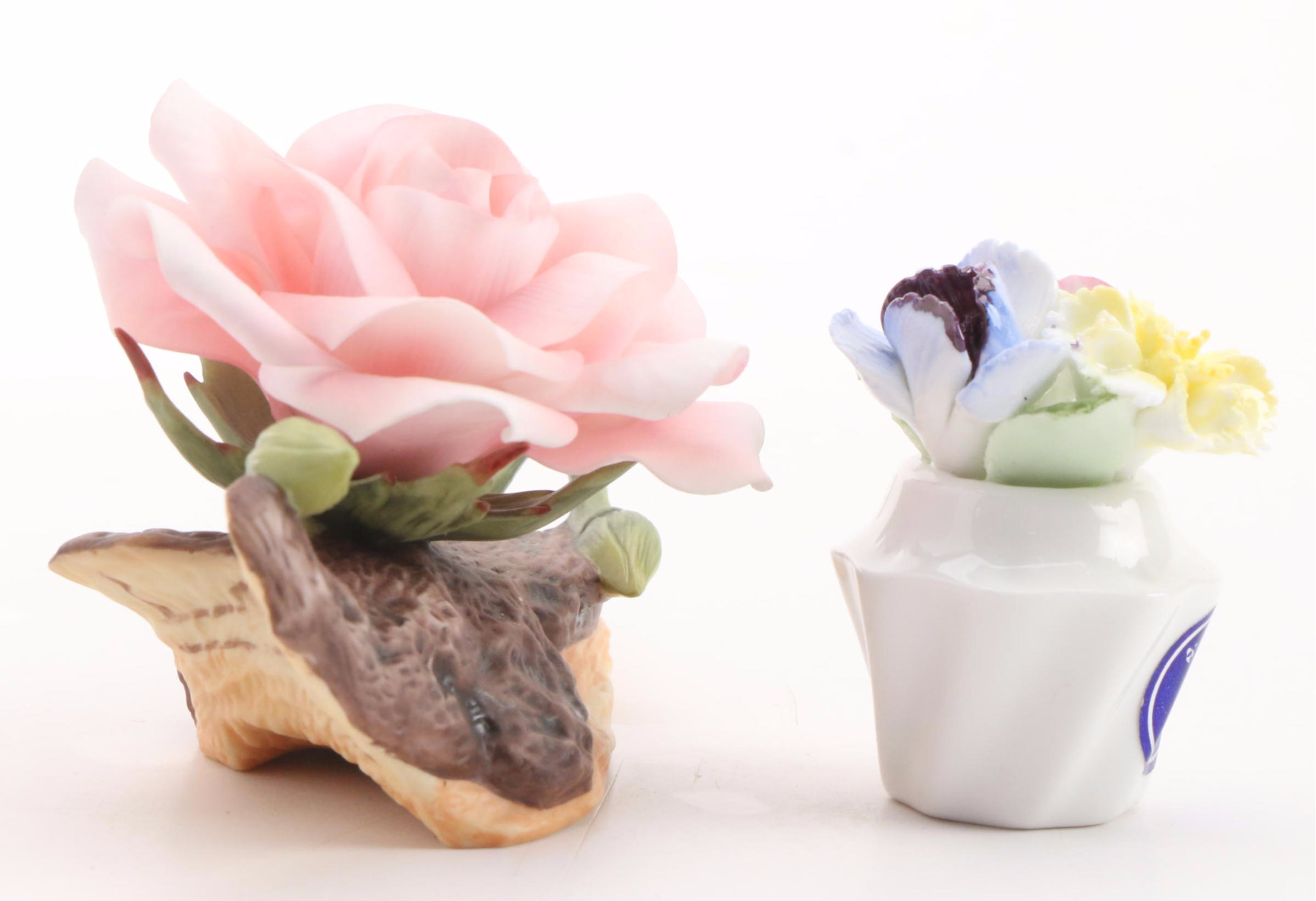 Capodimonte, Crown Staffordshire and Boehm Porcelain Flower Figurines