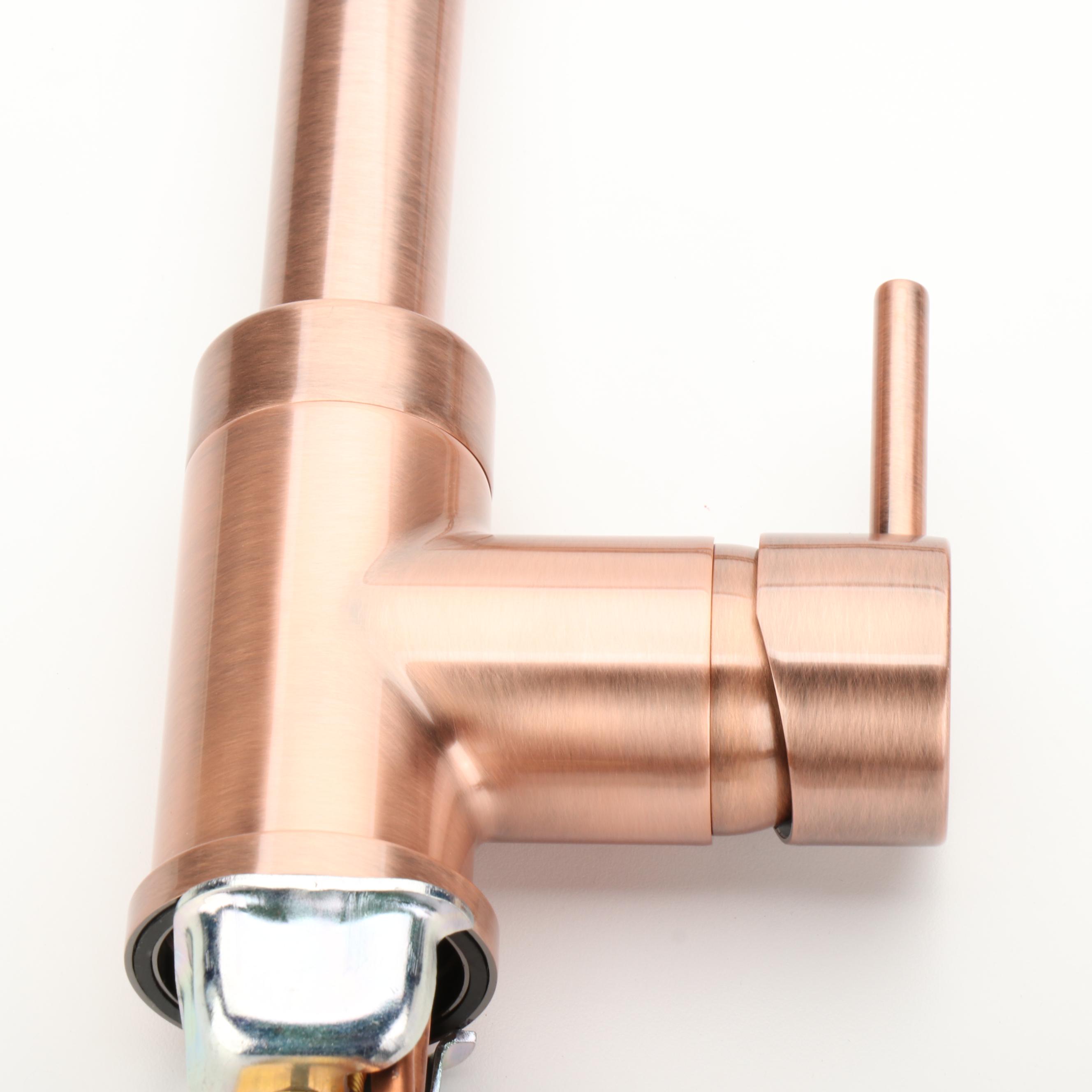 Antique Copper Finish Single Hole Kitchen Faucet with Spring Spout Mount