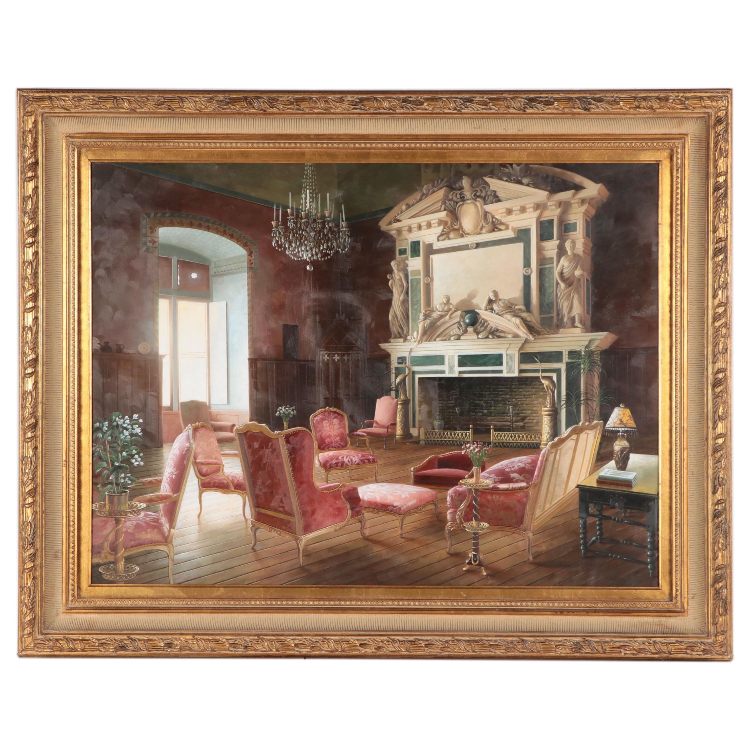 Large-Scale Oil Painting of Interior Scene