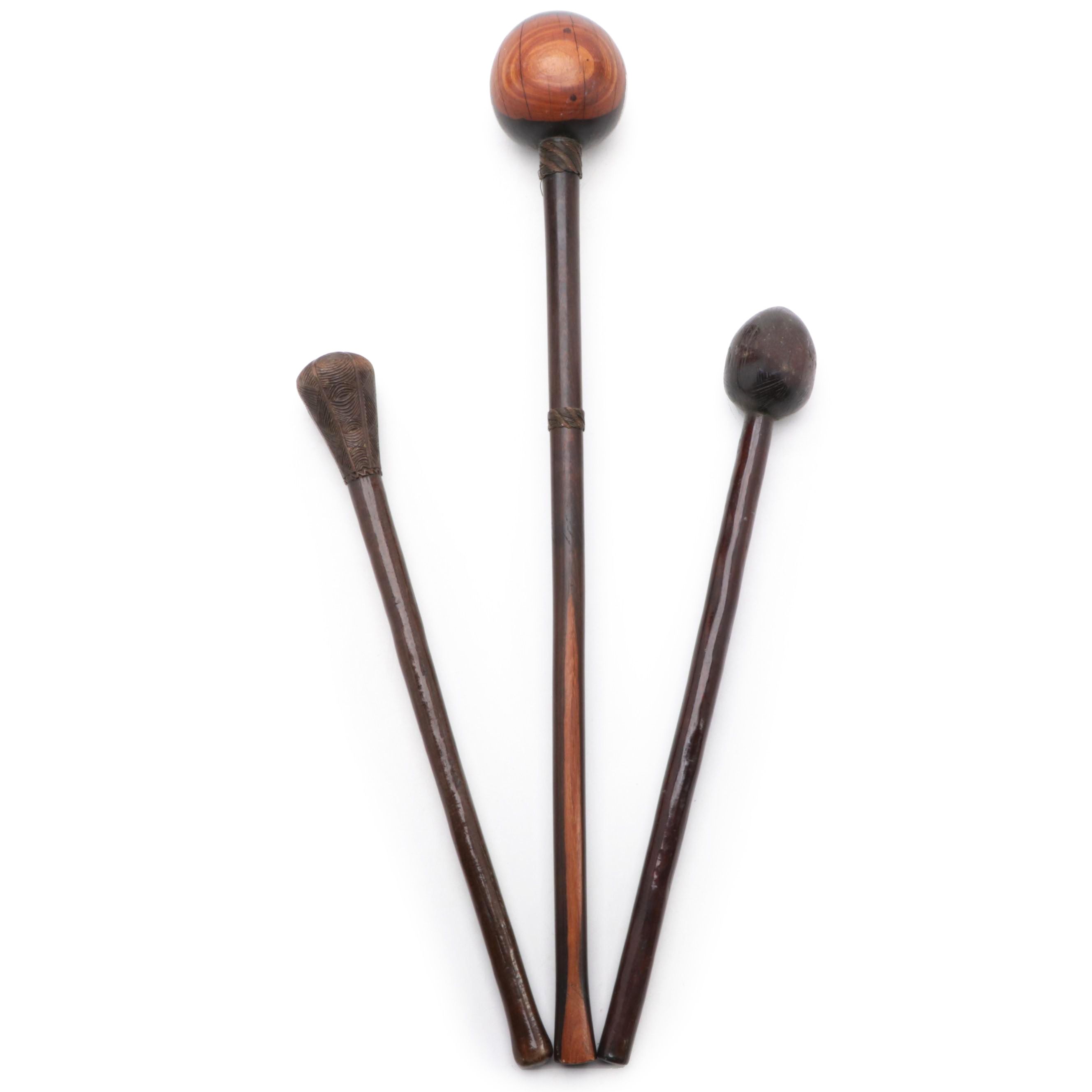 Zulu "Knobkerrie" War Club with Chokwe and Angolan War Clubs, c. 1900