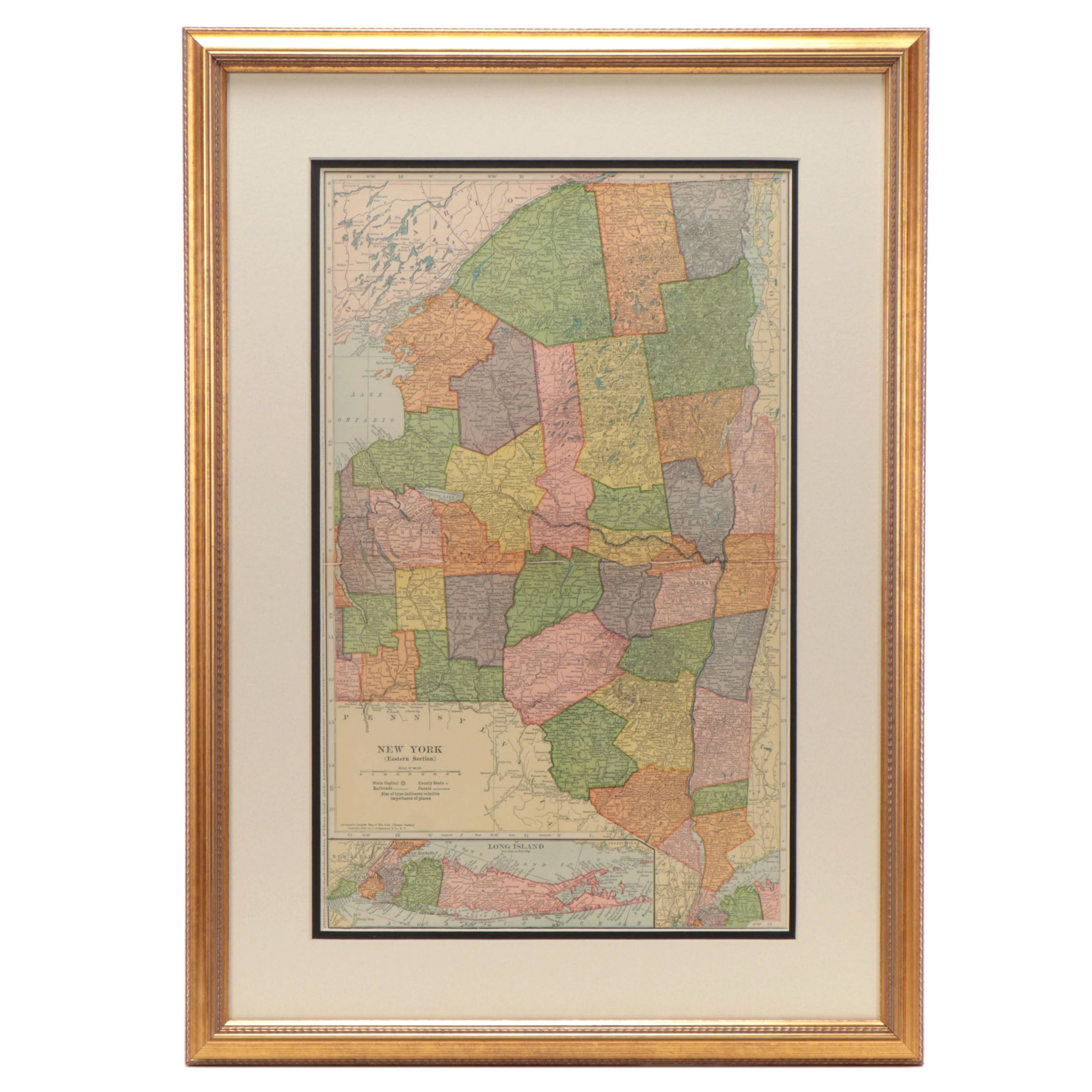 C. S. Hammond & Co. Wax Engraving Map "New York (Eastern Section)," circa 1910