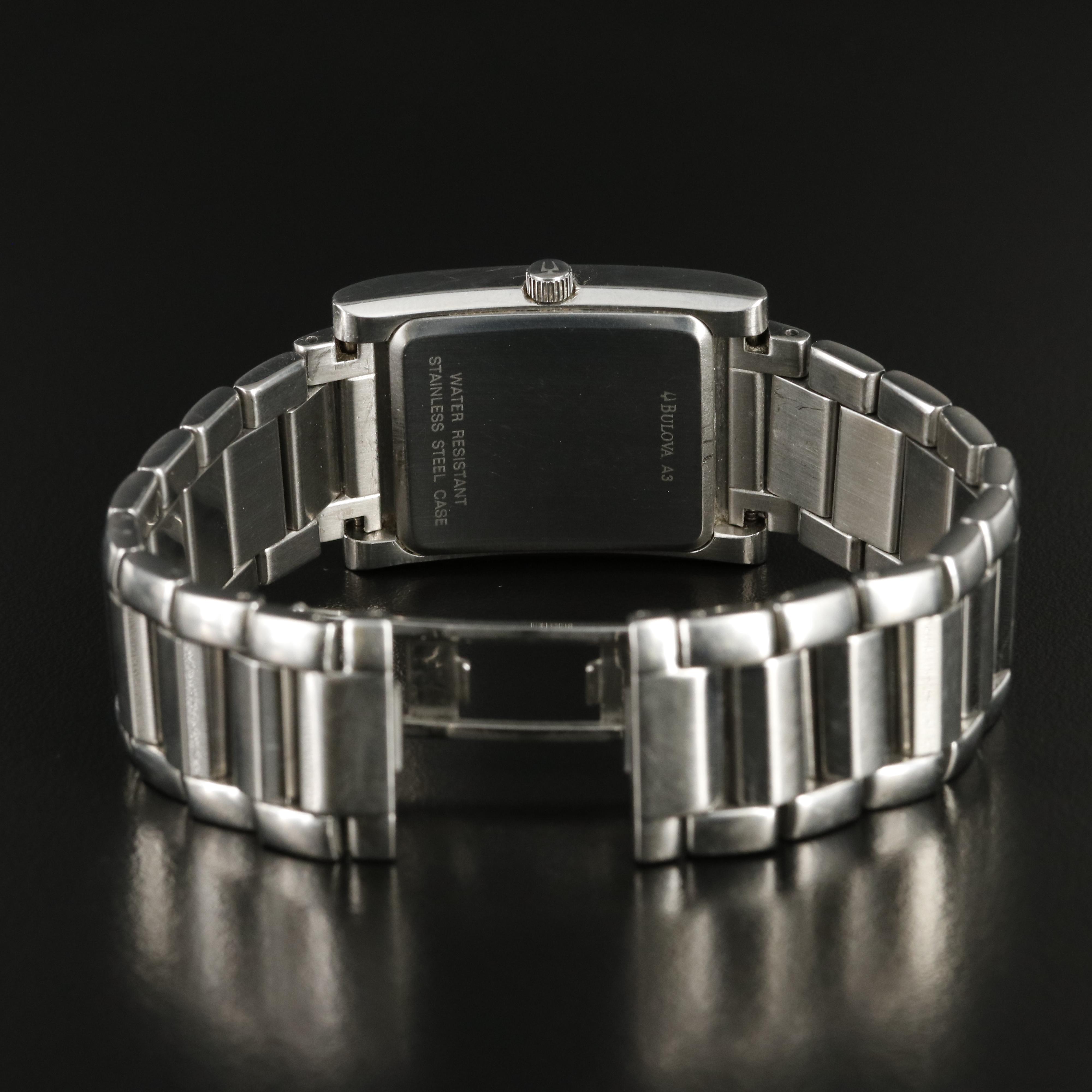 Stainless Steel Bulova Tank Shape with Date Watch