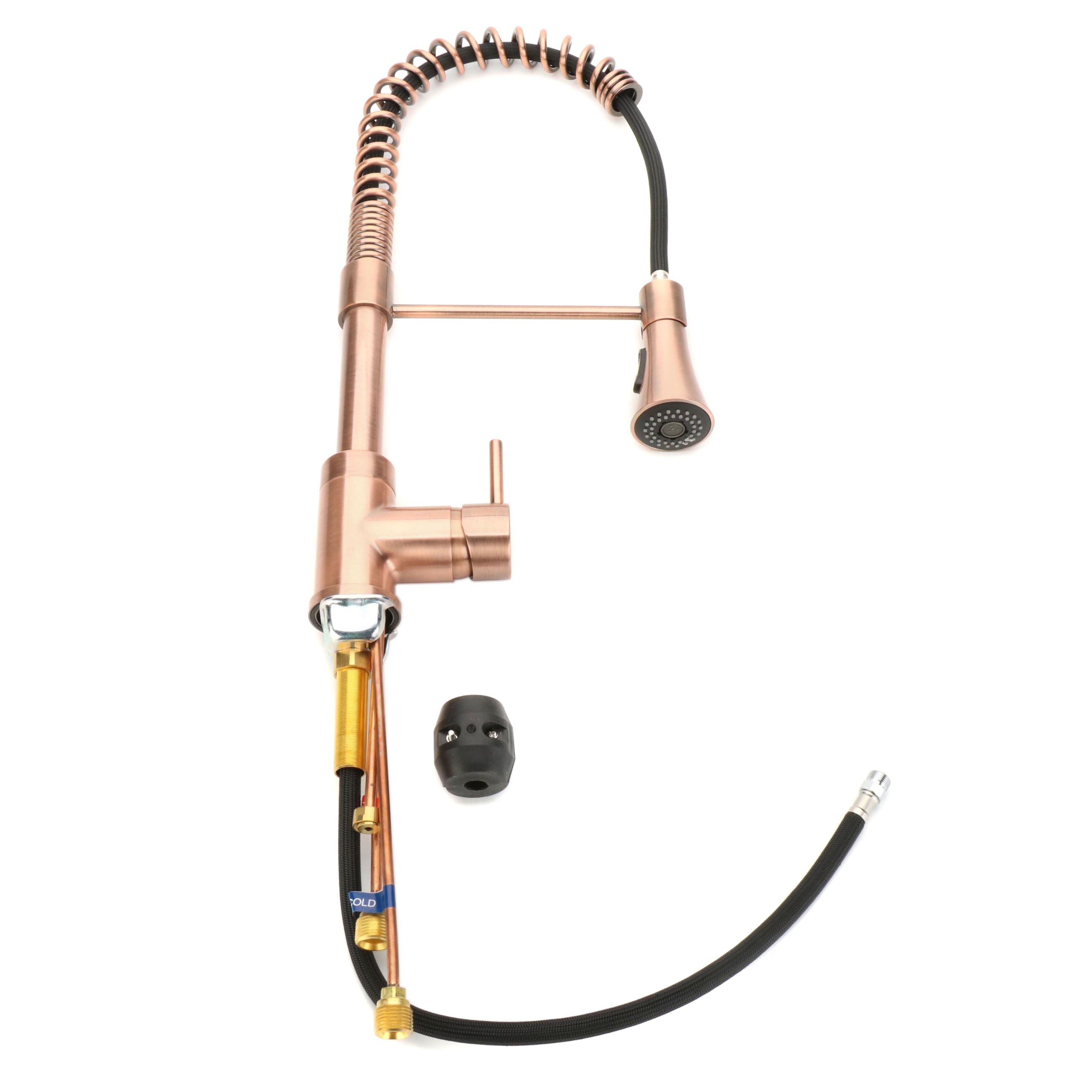 Antique Copper Finish Single Hole Kitchen Faucet with Spring Spout Mount