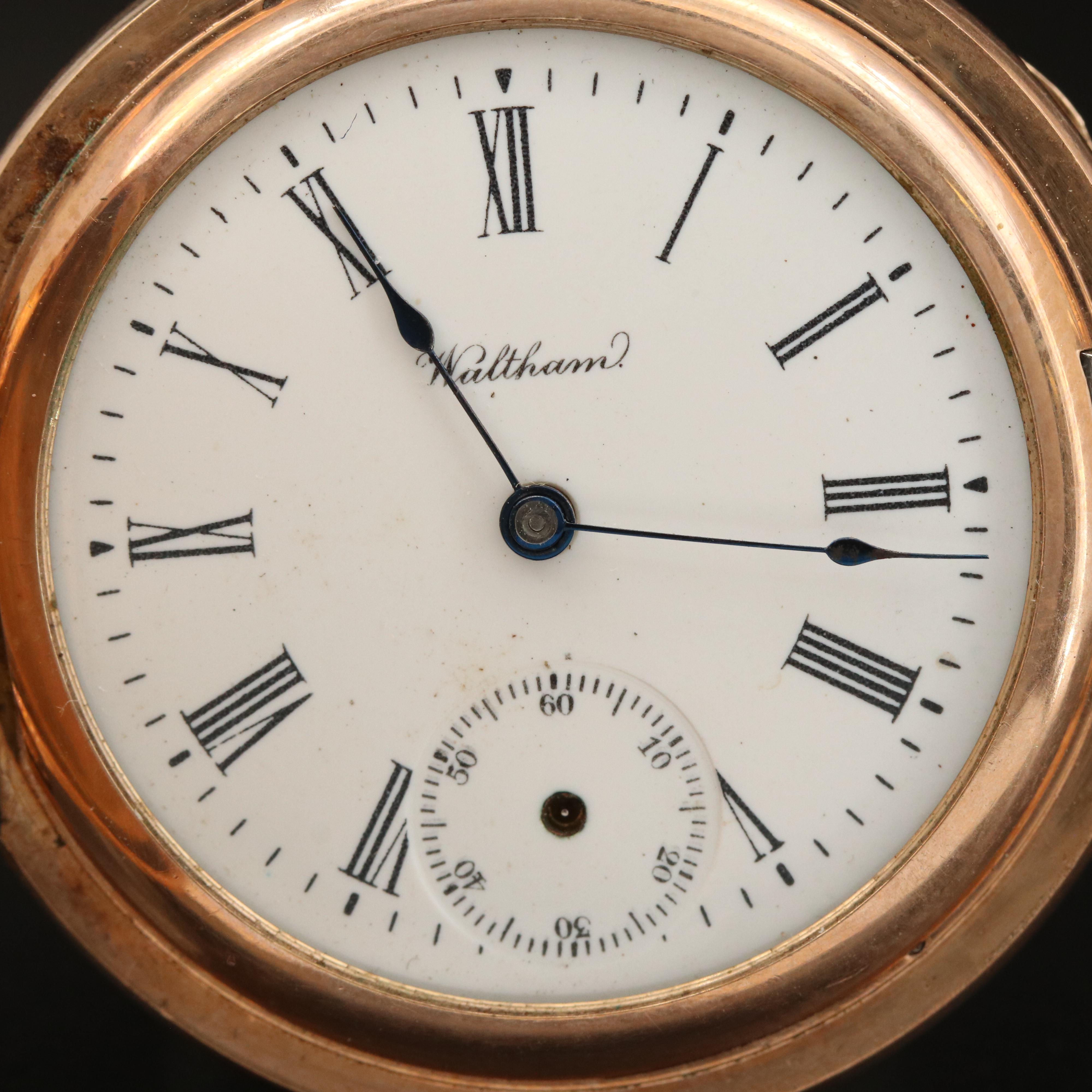 1898 Waltham Multi-Color Gold-Filled Diamond Pocket Watch