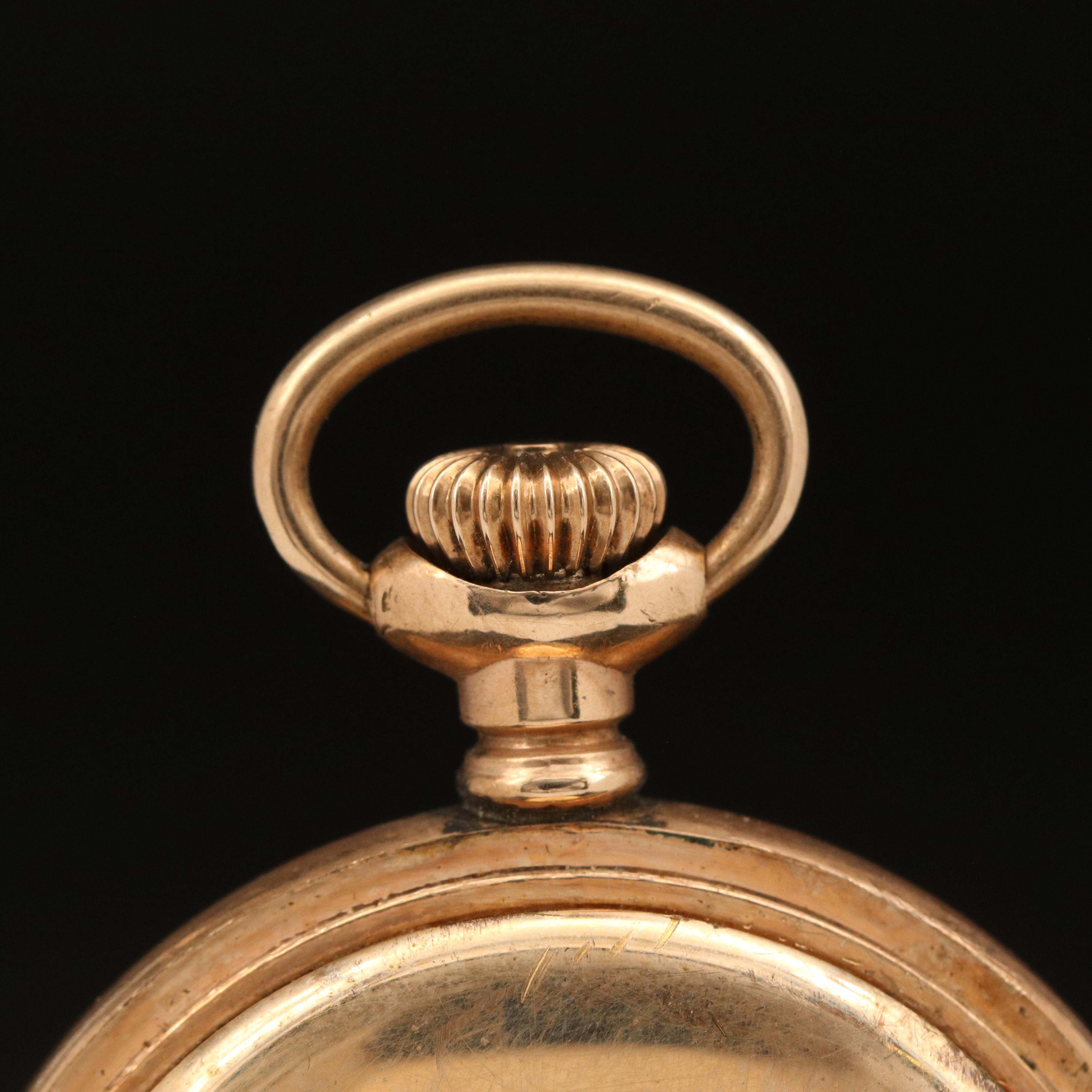 1898 Waltham Multi-Color Gold-Filled Diamond Pocket Watch