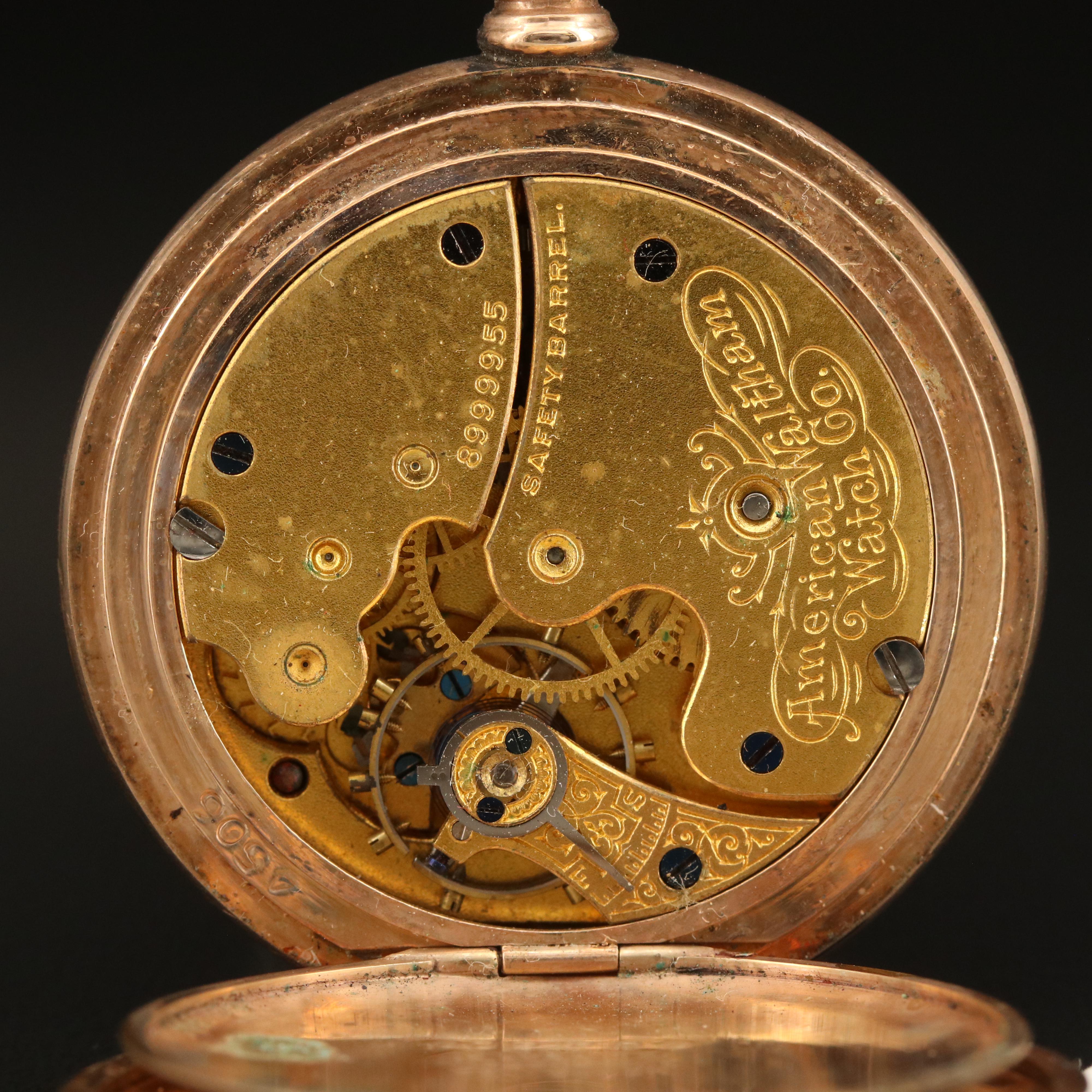 1898 Waltham Multi-Color Gold-Filled Diamond Pocket Watch