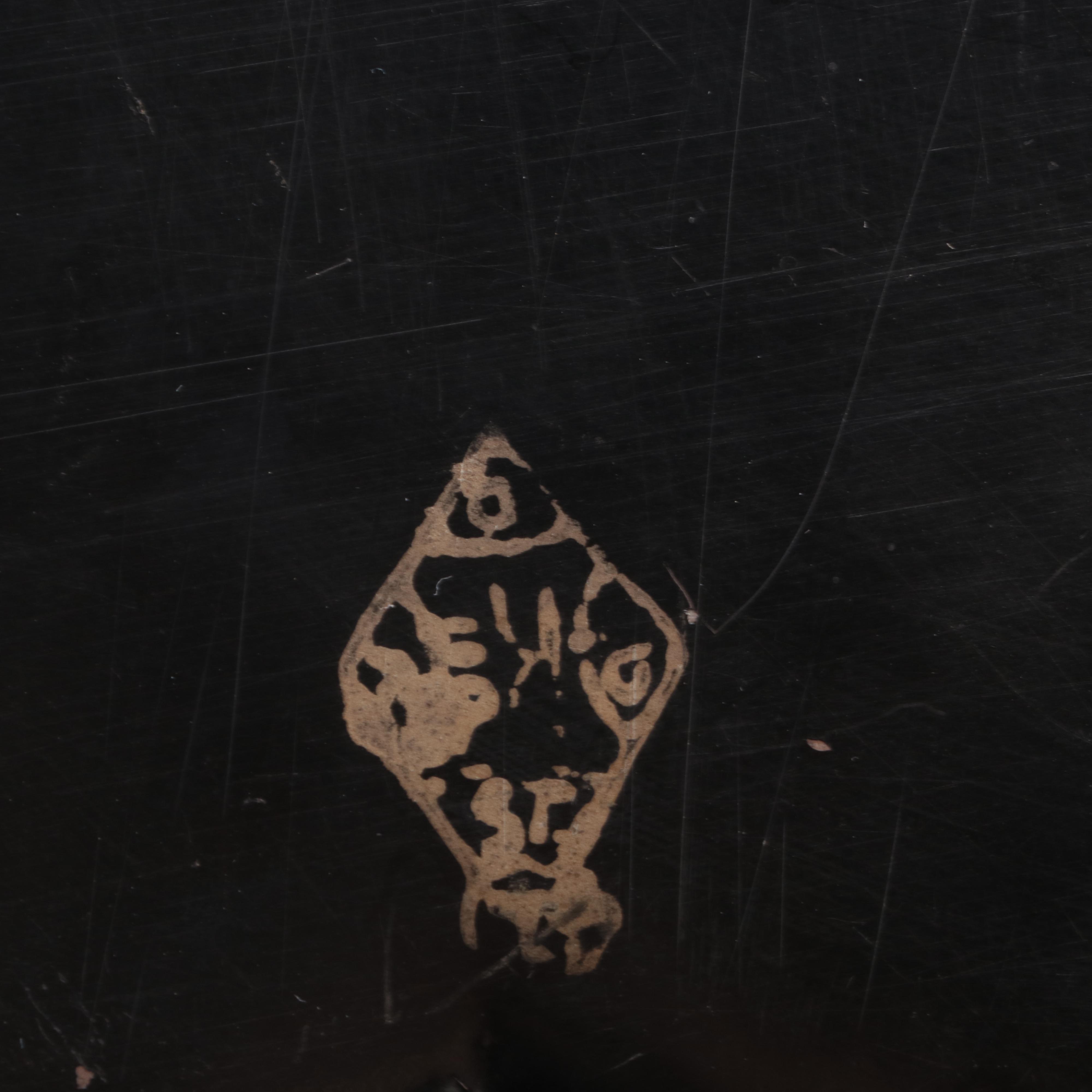 English Tole Painted Tray on Folding Wood Stand