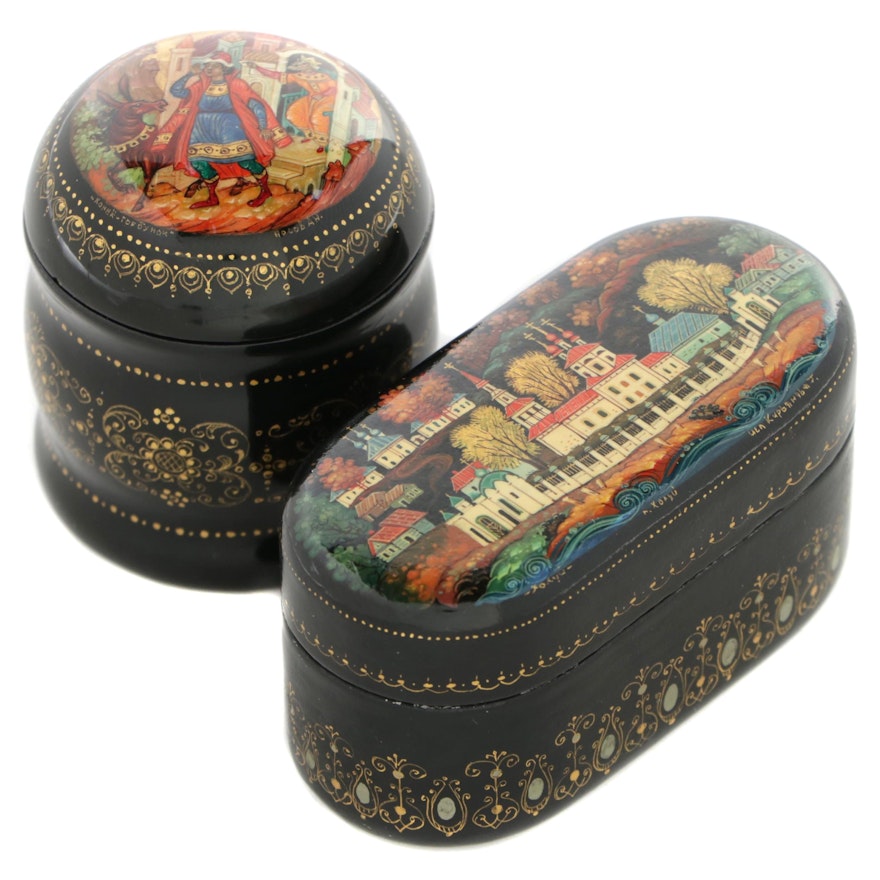 Russian Folklore and Fairytale Hand-Painted Lacquer Boxes