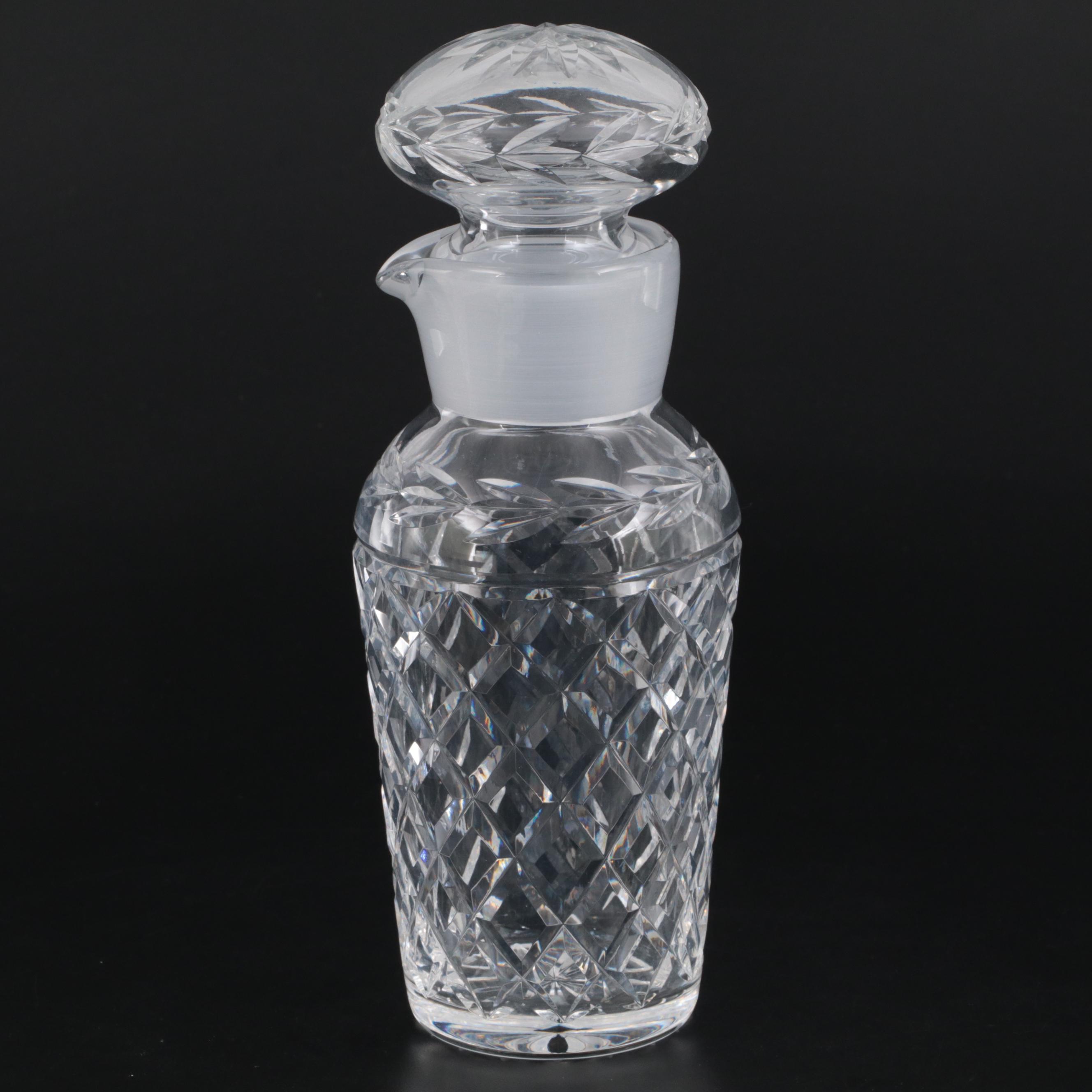 Waterford "Glandore" Decanter and "Tyrone" Crystal Cordial Glasses