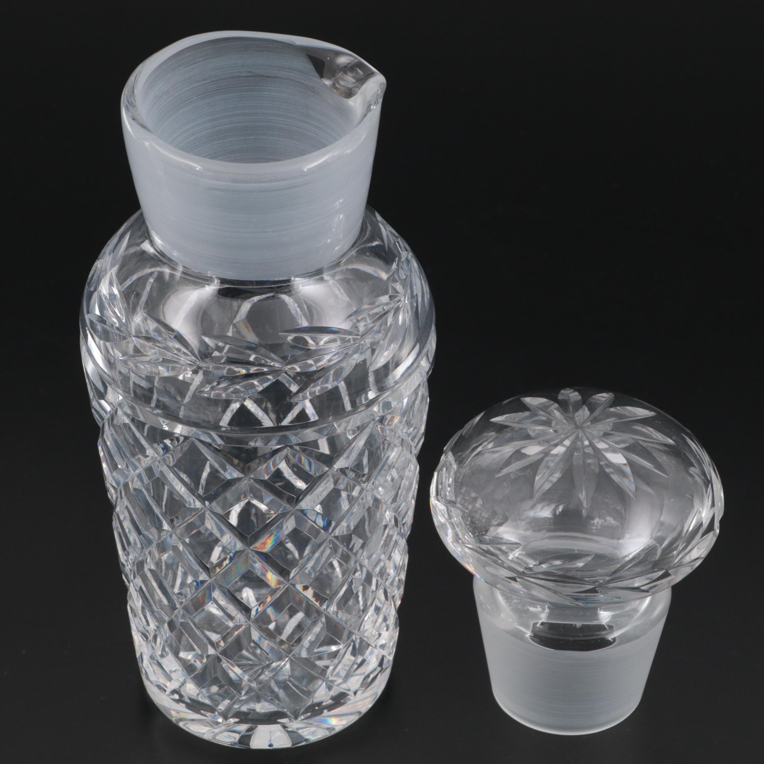 Waterford "Glandore" Decanter and "Tyrone" Crystal Cordial Glasses