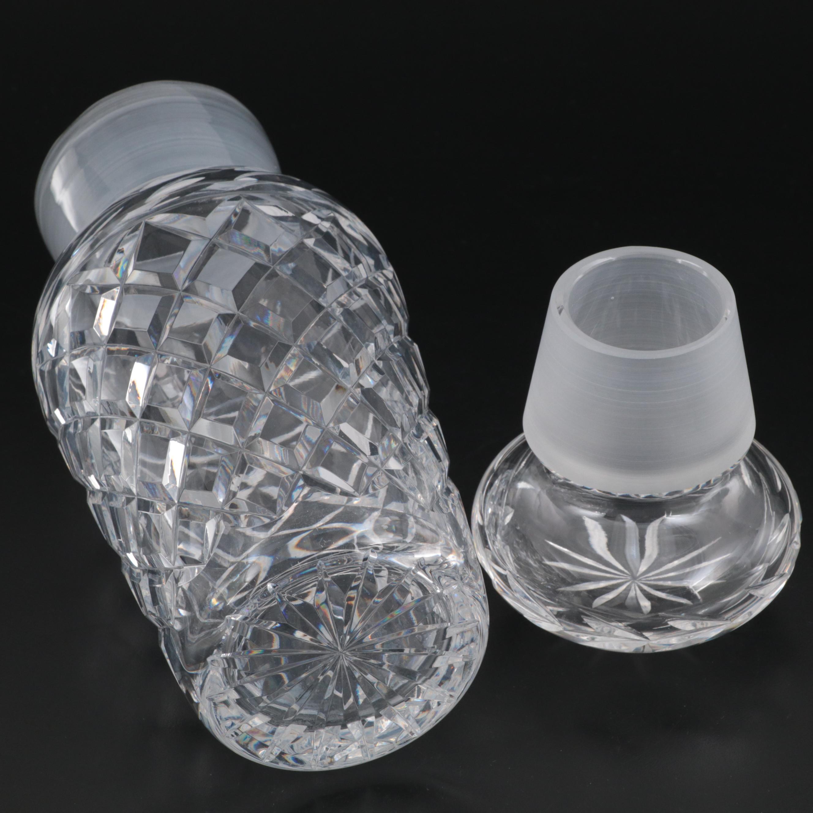 Waterford "Glandore" Decanter and "Tyrone" Crystal Cordial Glasses