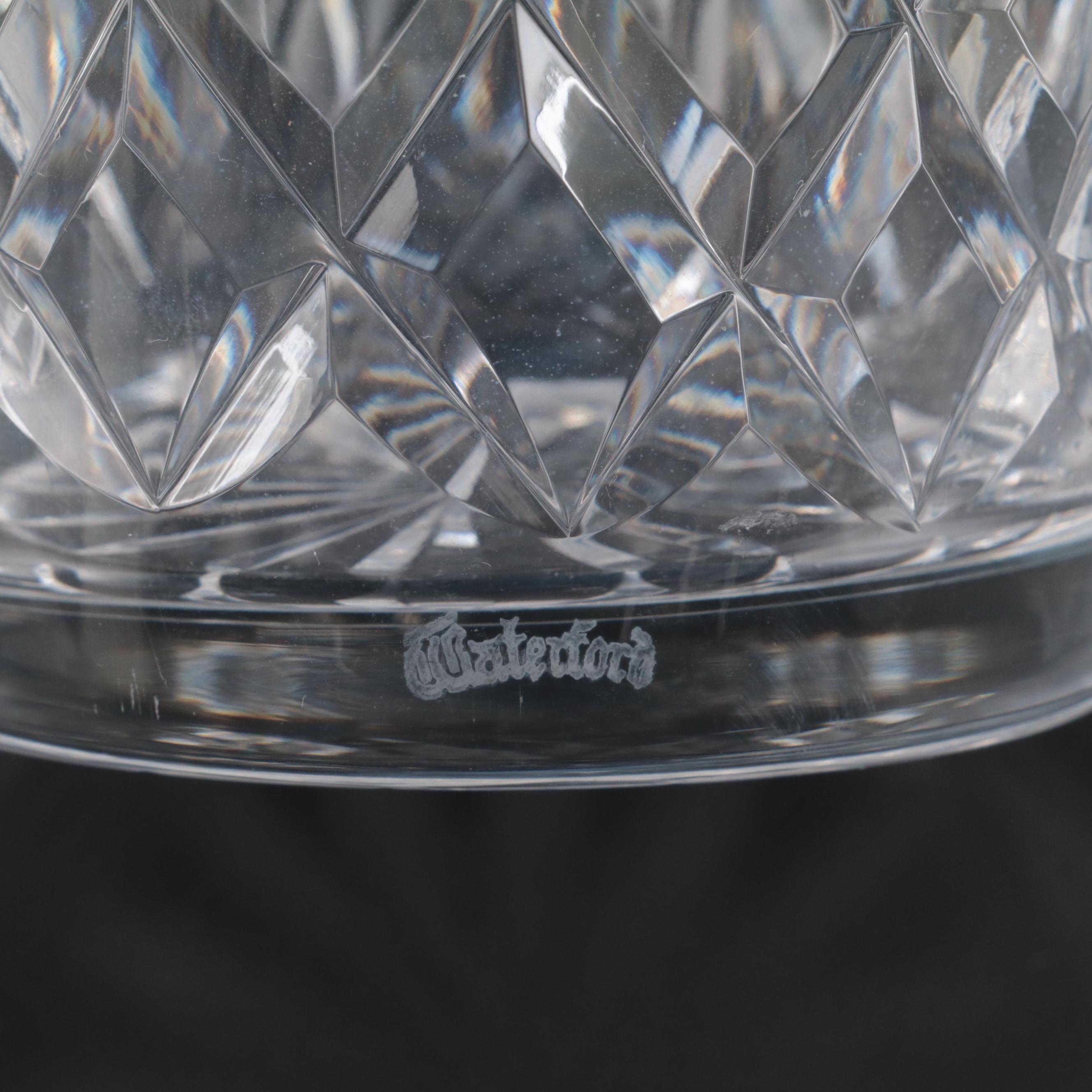 Waterford "Glandore" Decanter and "Tyrone" Crystal Cordial Glasses