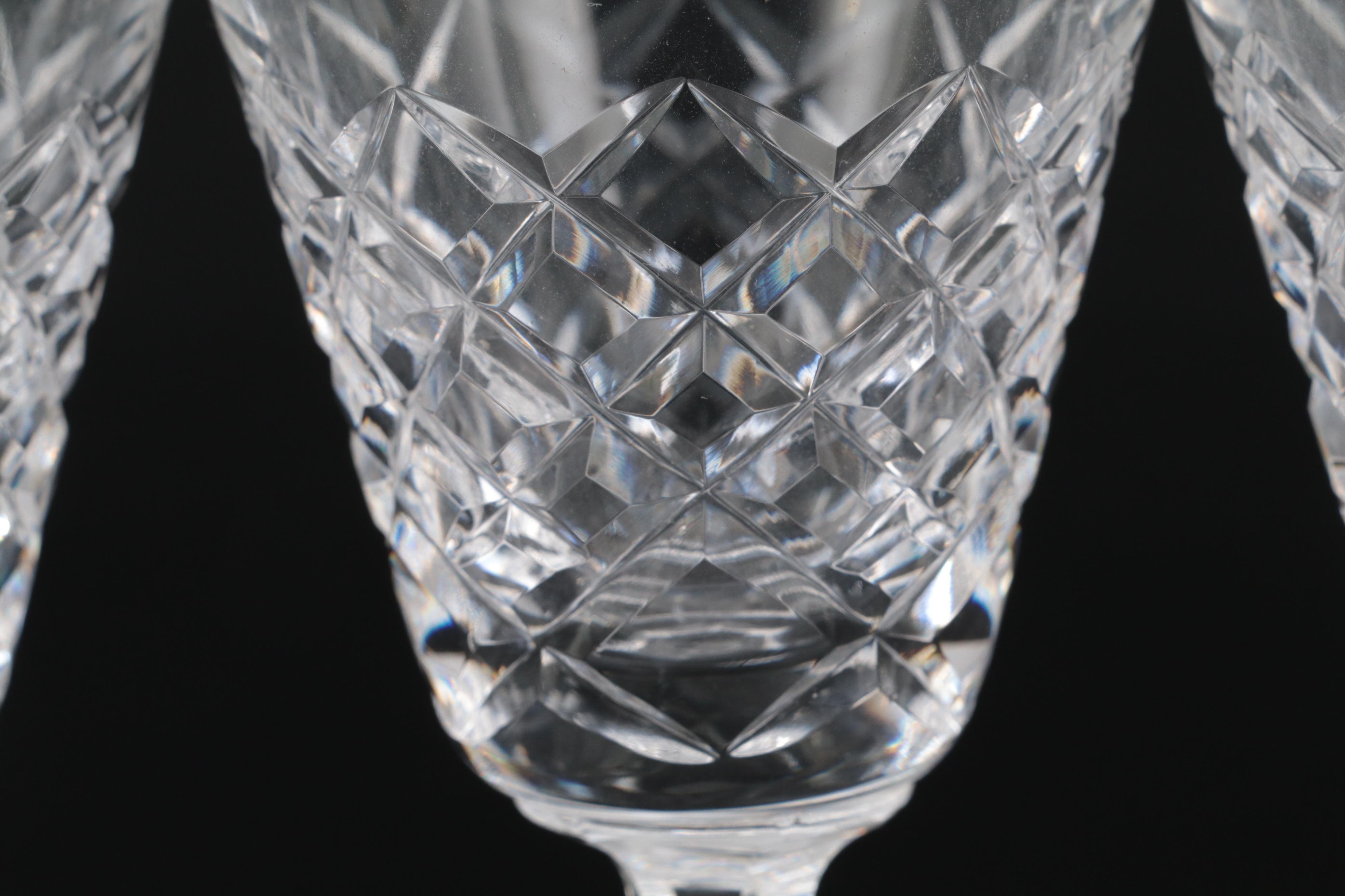 Waterford "Glandore" Decanter and "Tyrone" Crystal Cordial Glasses