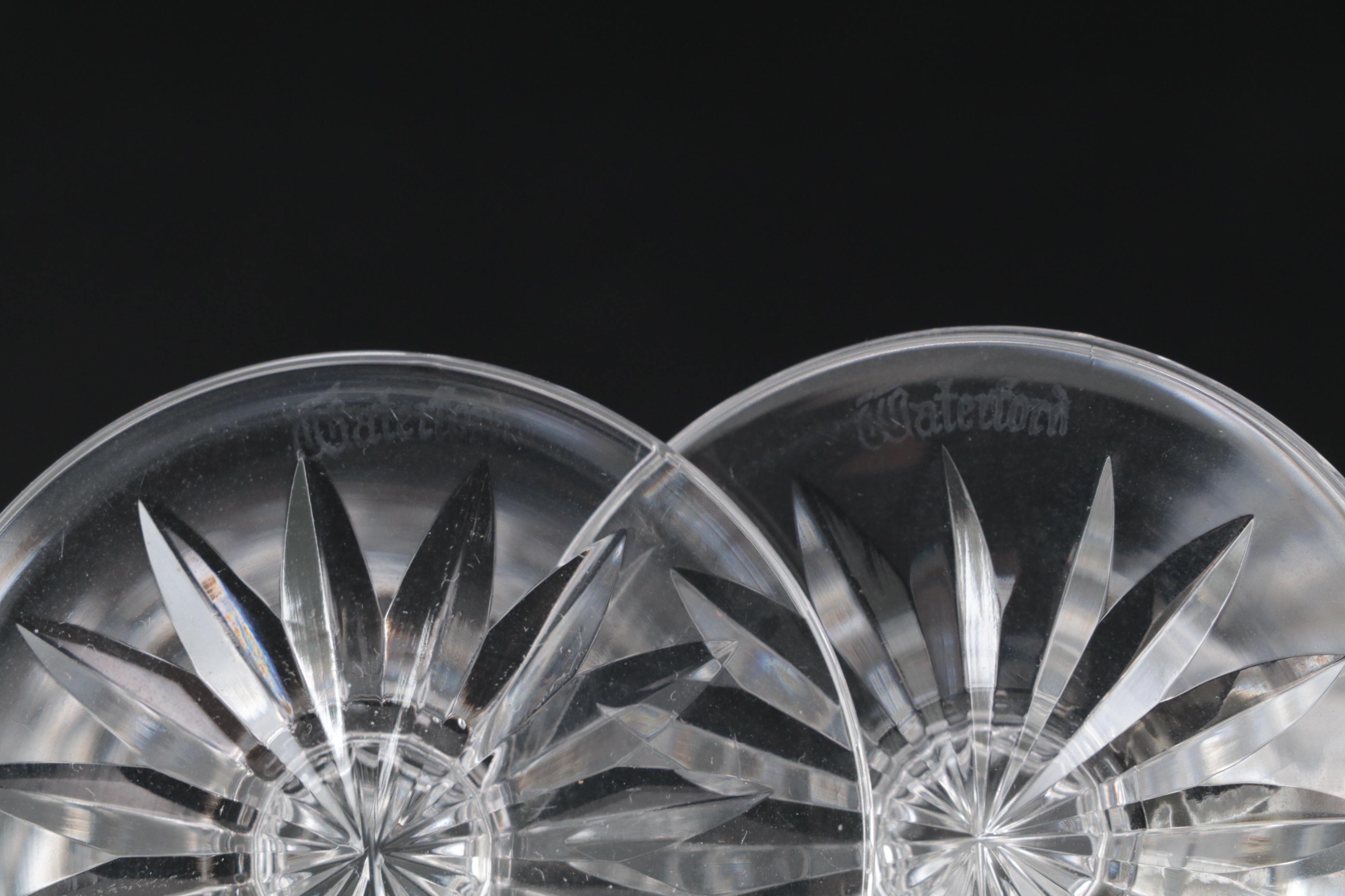 Waterford "Glandore" Decanter and "Tyrone" Crystal Cordial Glasses