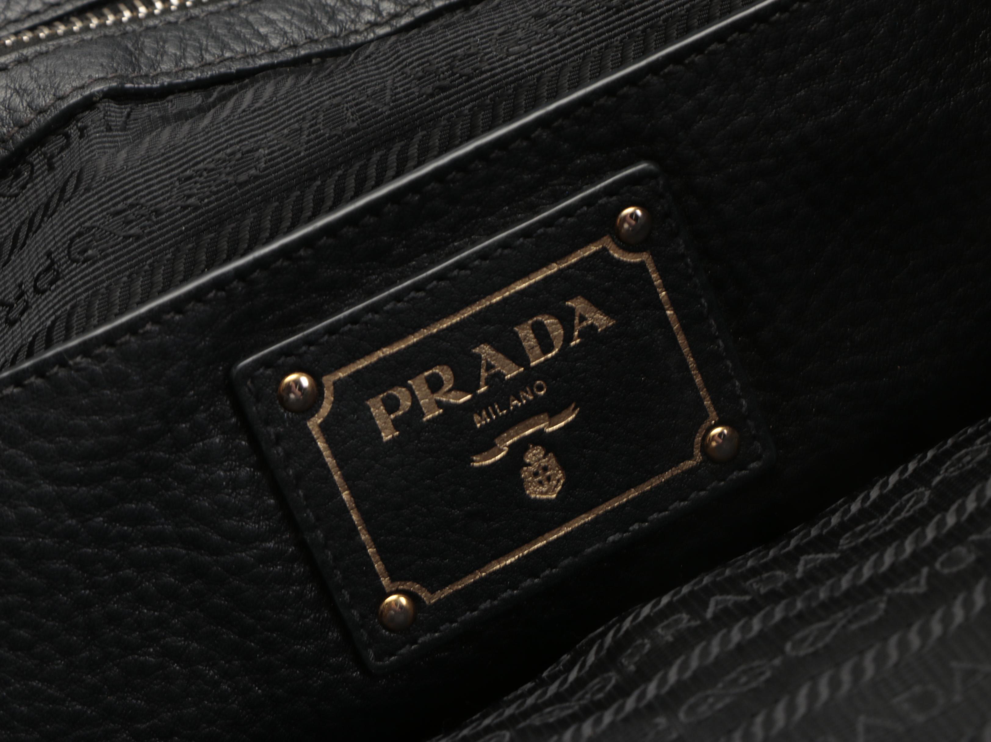 Prada Black Daino Leather Two-Way Tote