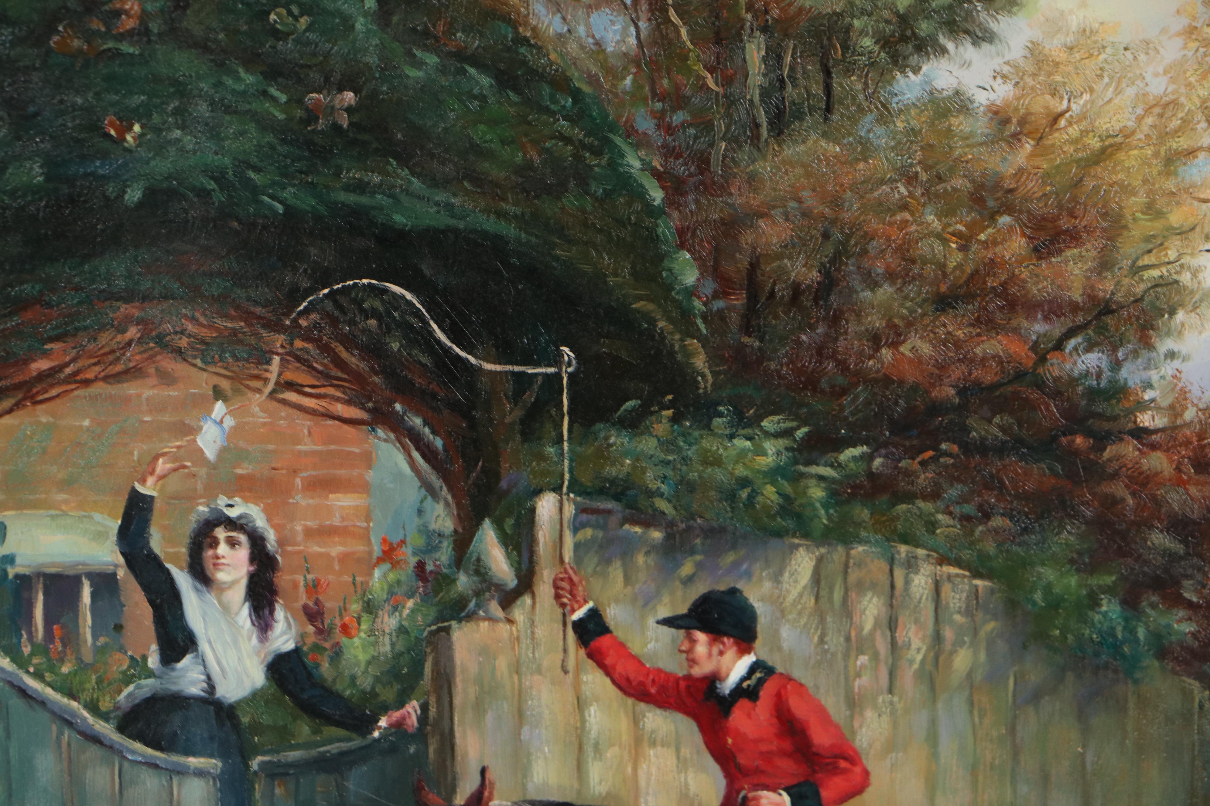 Oil Painting After Samuel Edmund Waller "The Huntsman's Courtship"