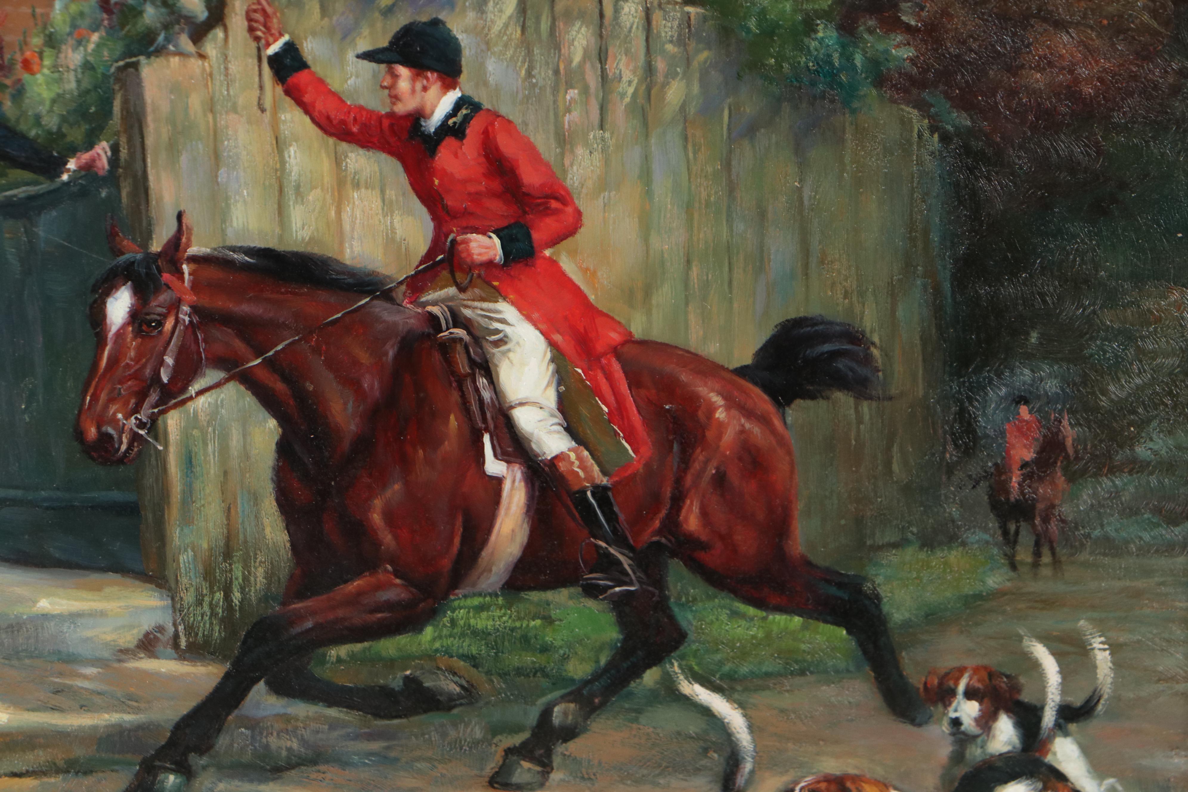 Oil Painting After Samuel Edmund Waller "The Huntsman's Courtship"