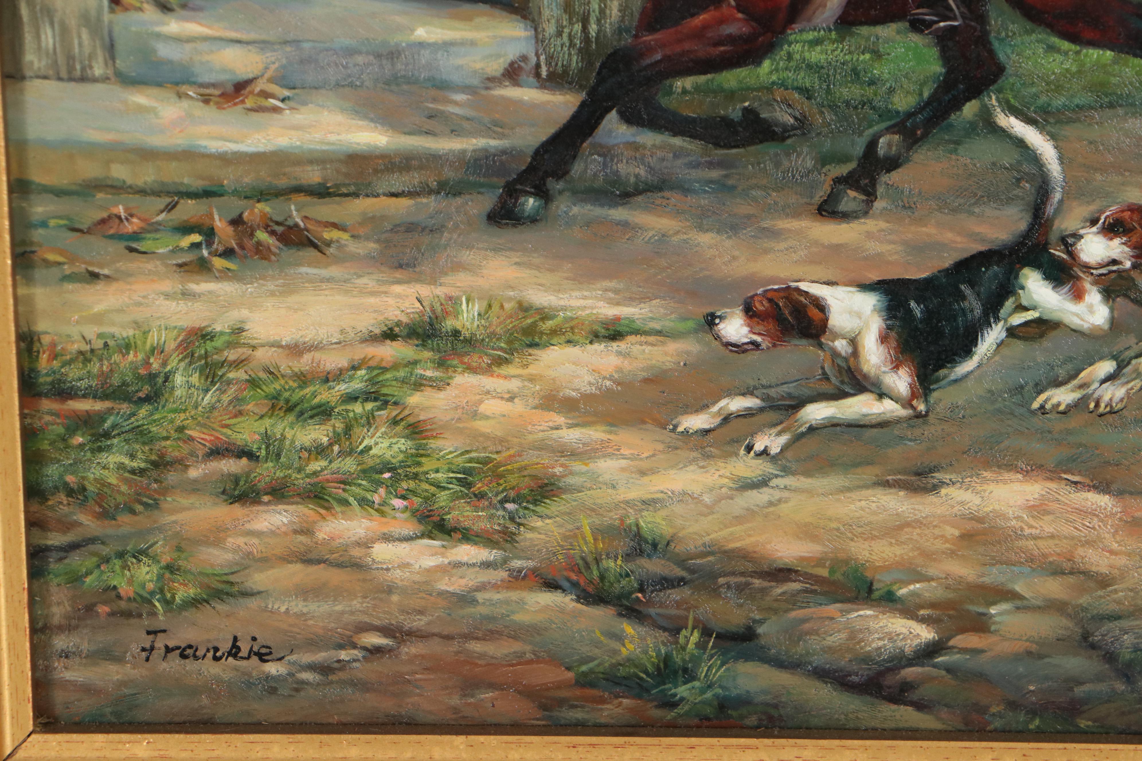 Oil Painting After Samuel Edmund Waller "The Huntsman's Courtship"