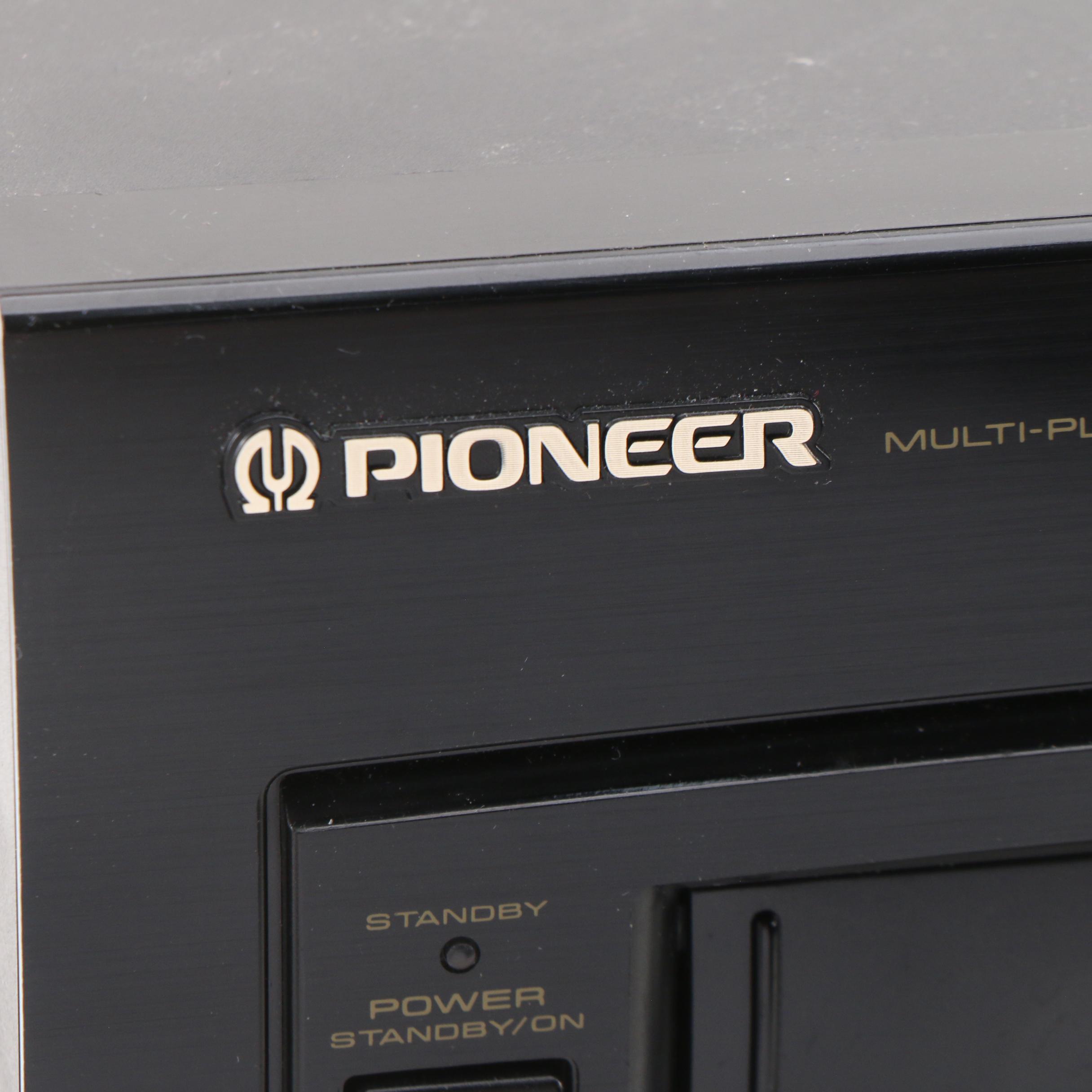 Pioneer Stereo Receiver, Cassette Tape Deck and 6-Disc CD Player, 1990s