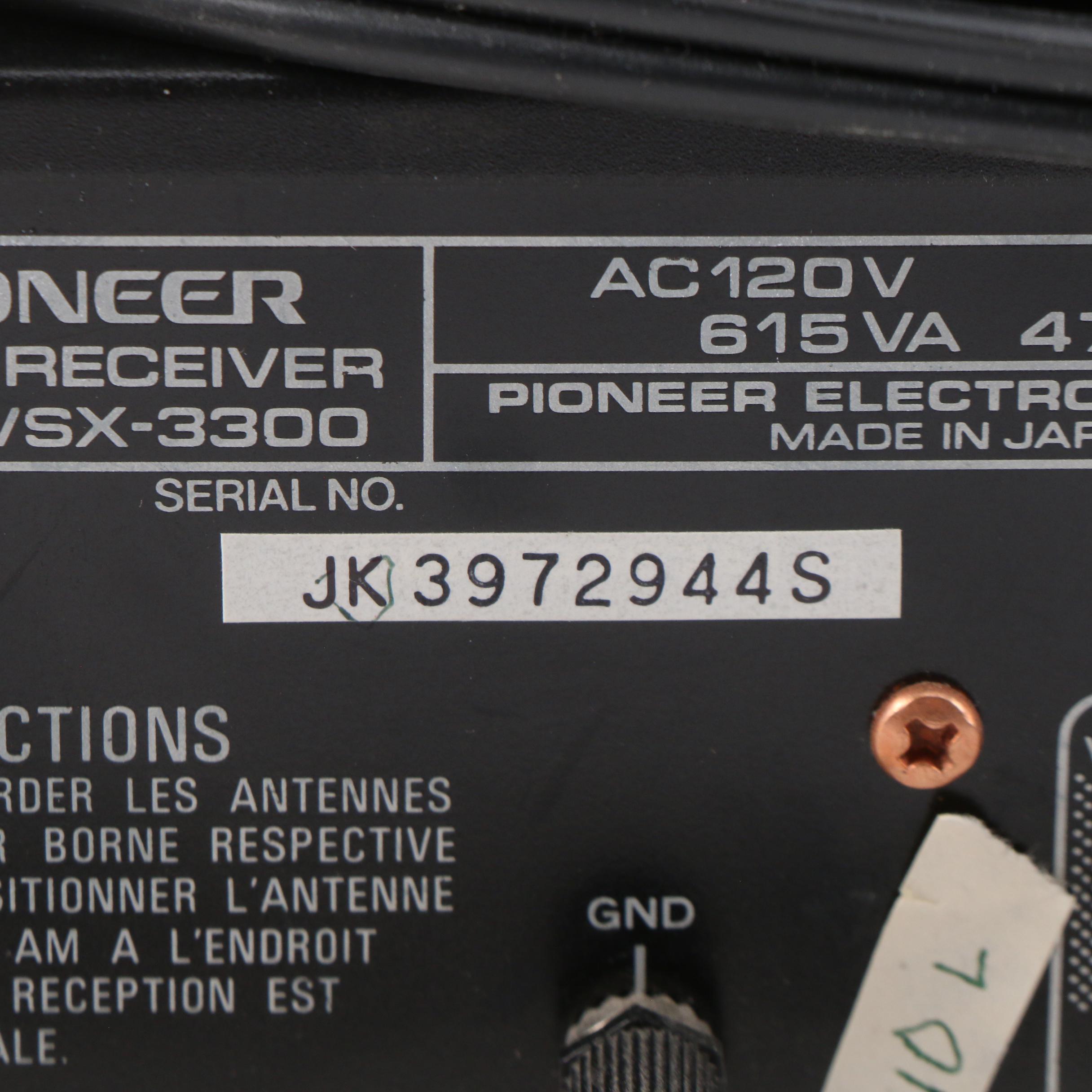 Pioneer Stereo Receiver, Cassette Tape Deck and 6-Disc CD Player, 1990s