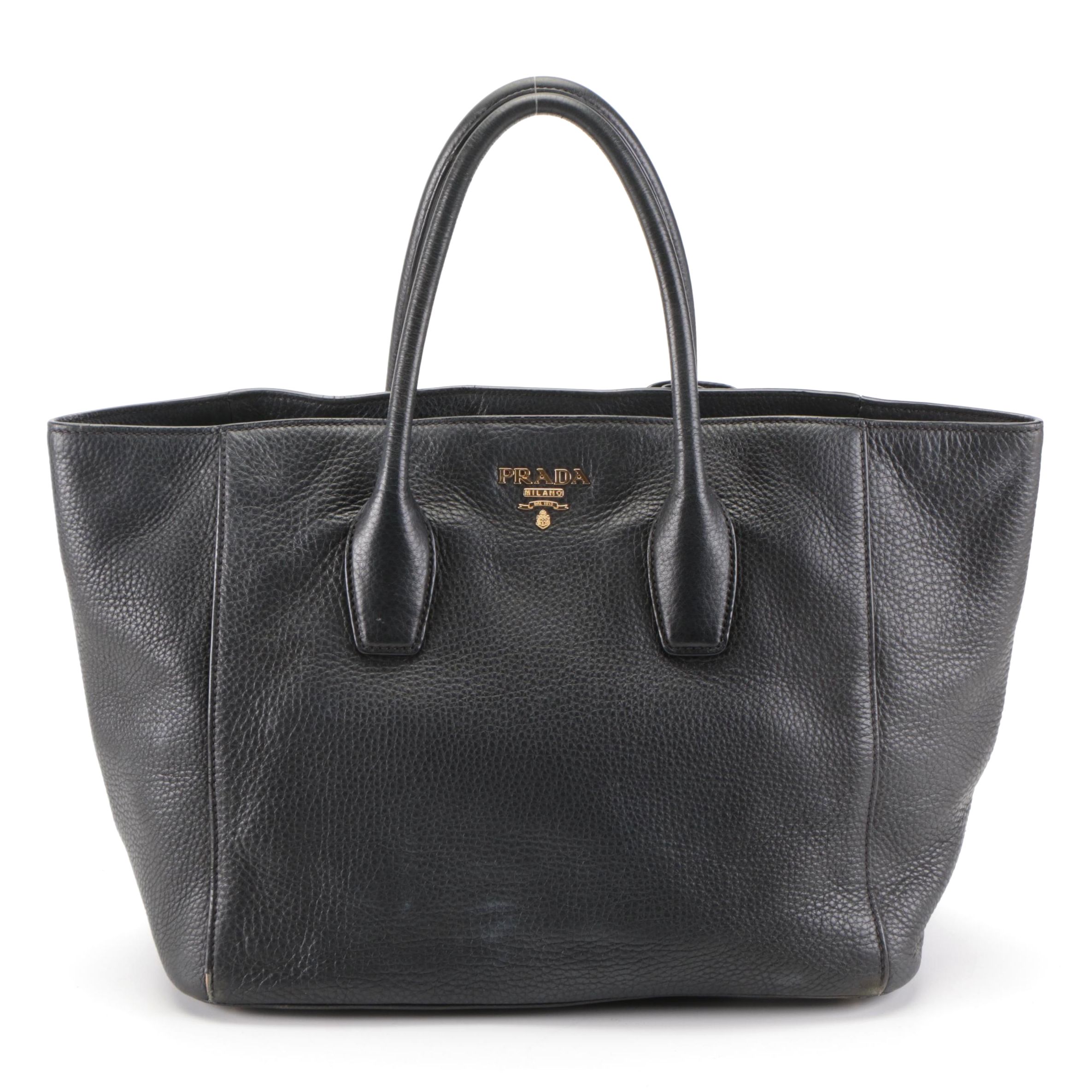 Prada Black Daino Leather Two-Way Tote