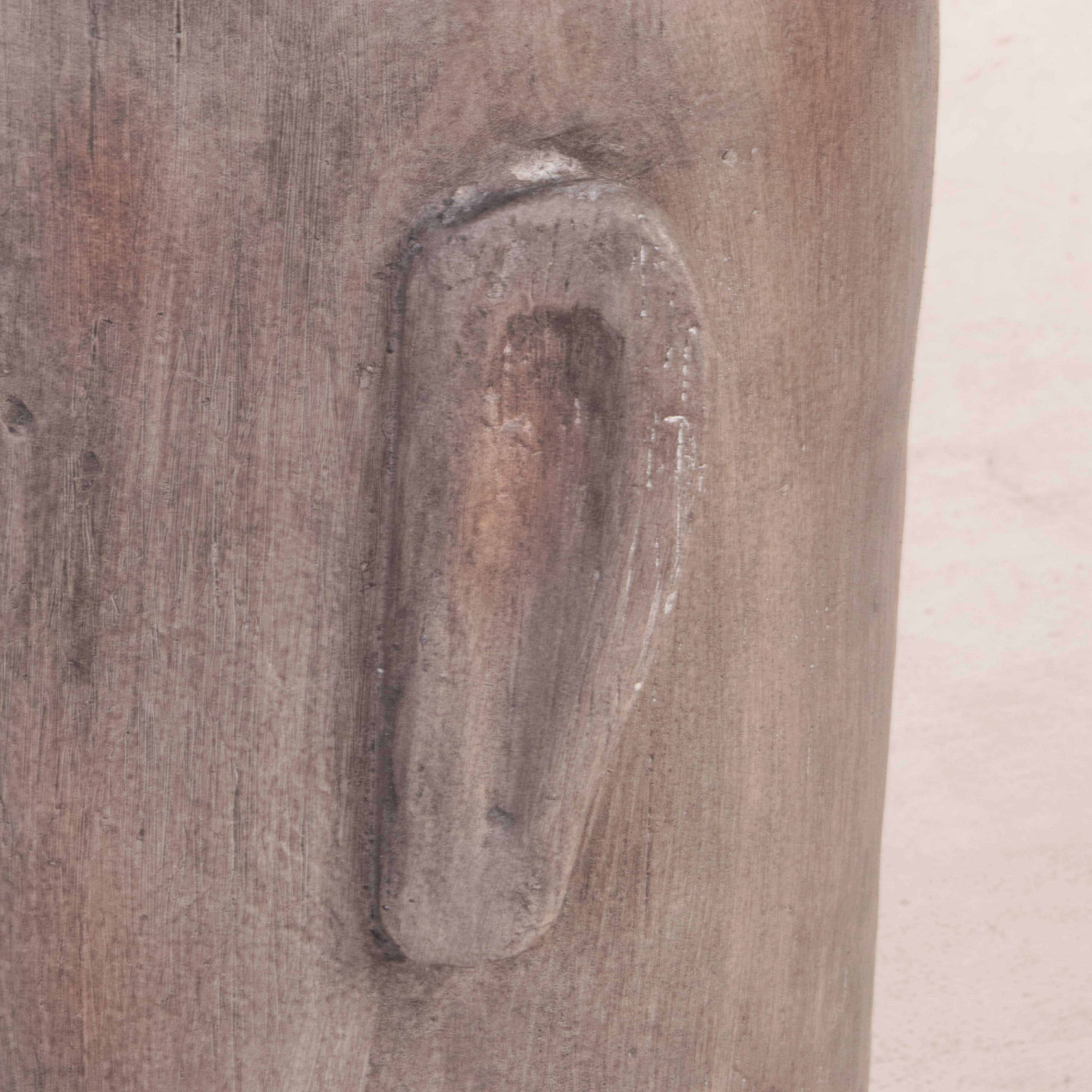 Pair of Cast Plaster Wood Grain Moai Mask Planters