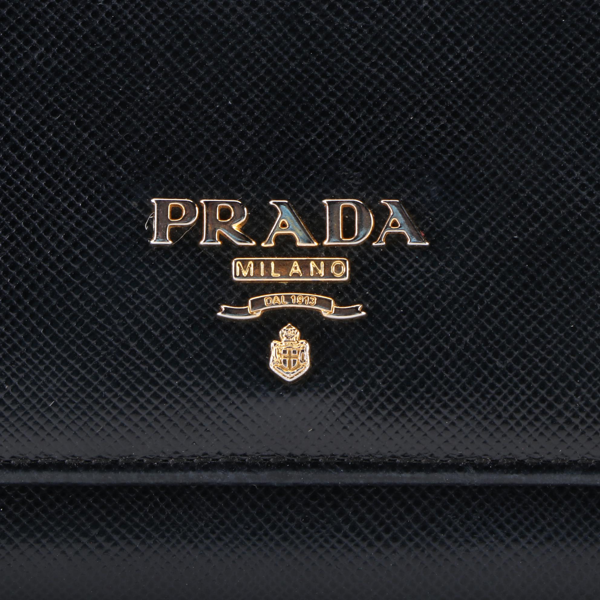 Prada Continental Wallet in Black Saffiano Leather