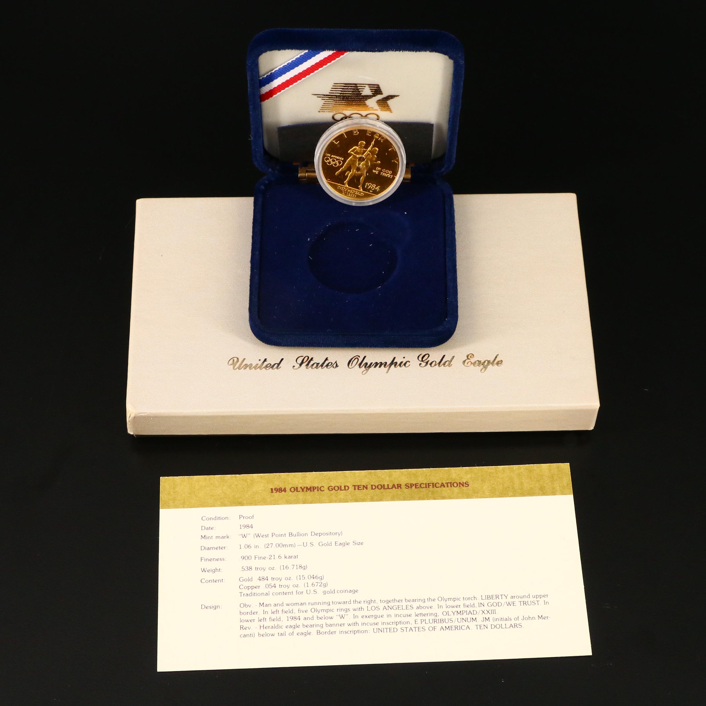 1984-W United States Olympic Commemorative $10 Gold Proof Coin