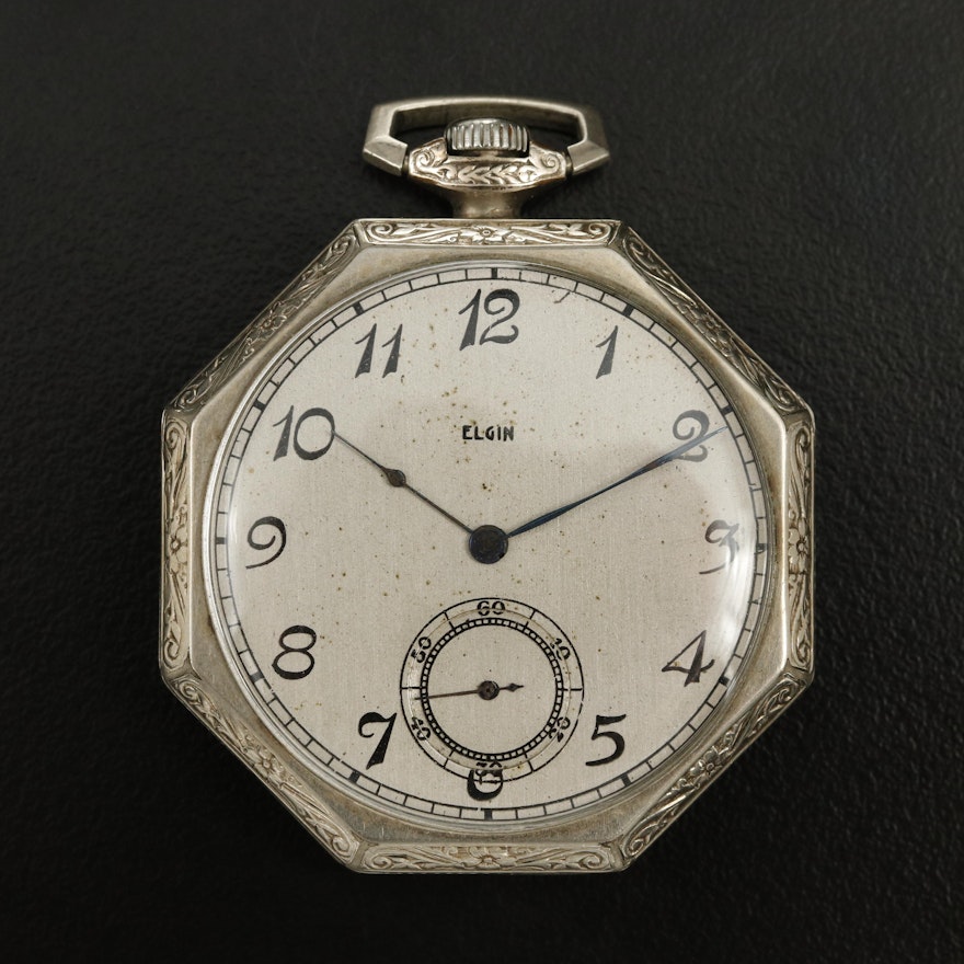 Elgin Art Deco Octagonal Shaped Pocket Watch