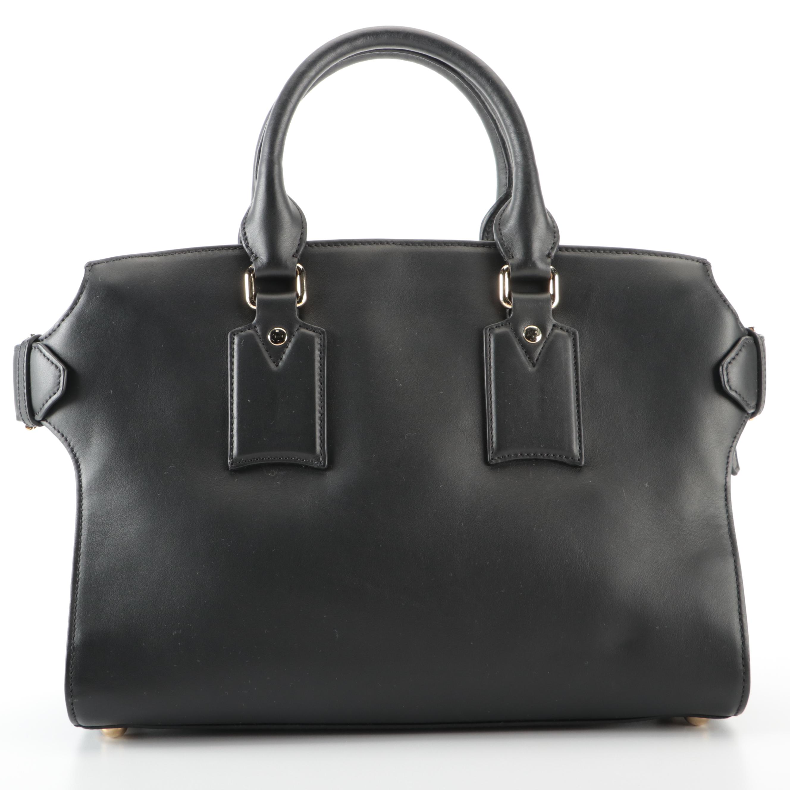 Burberry Medium Clifton Convertible Tote in Smooth Black Calfskin with Strap