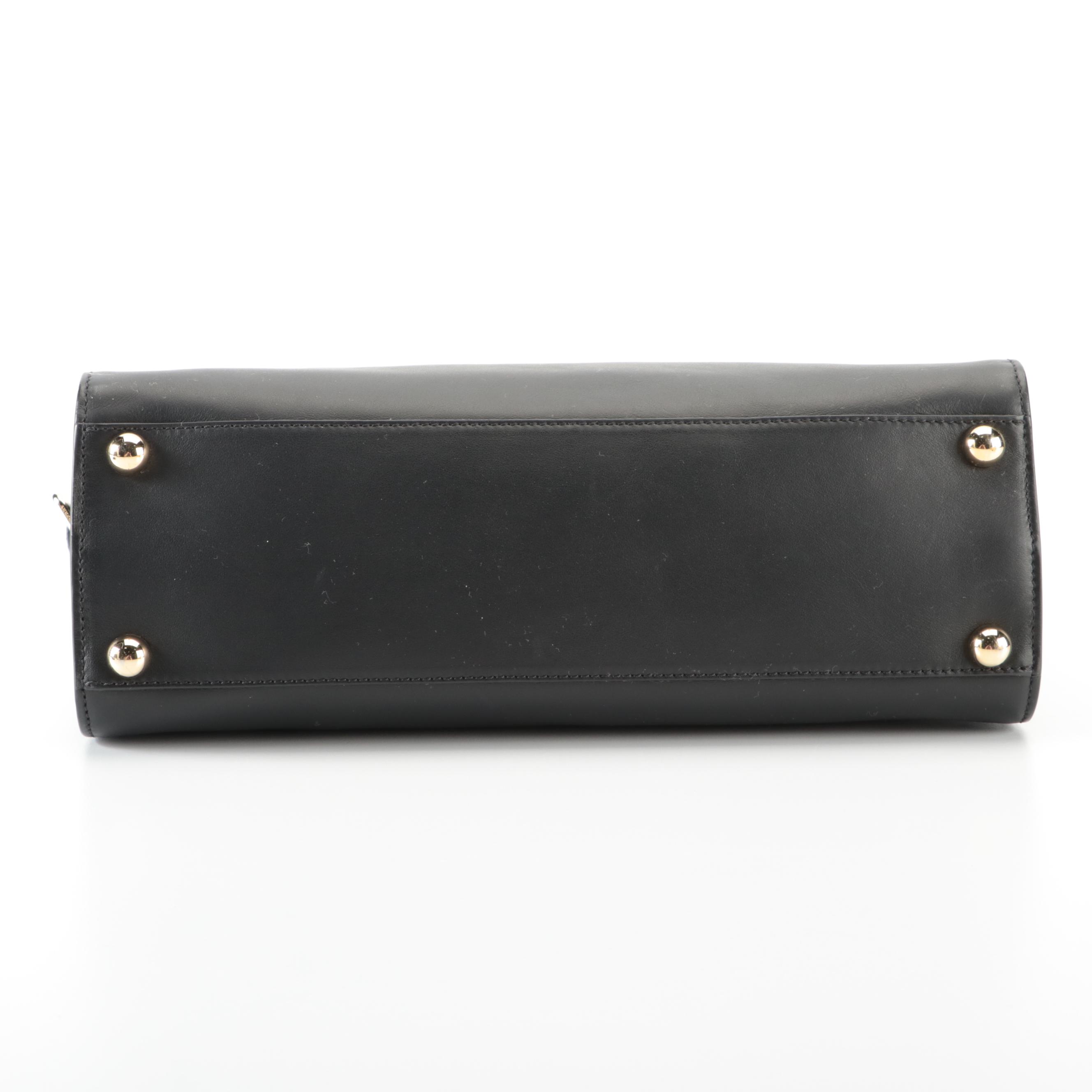 Burberry Medium Clifton Convertible Tote in Smooth Black Calfskin with Strap